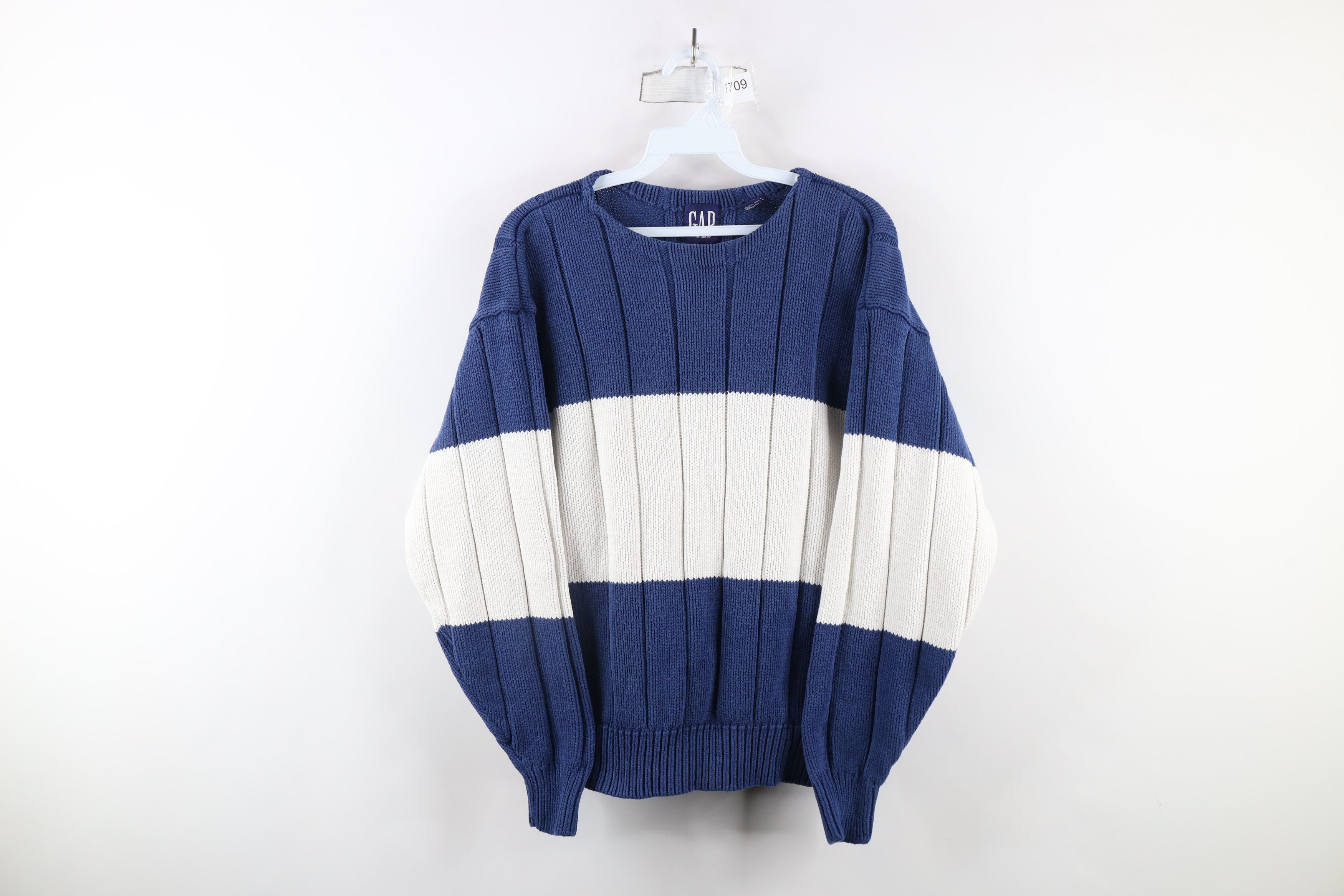 Gap × Vintage Vintage 90s Gap Heavyweight Ribbed Knit Sweater Cotton Size L / US 10 / IT 46 - 1 Thumbnail