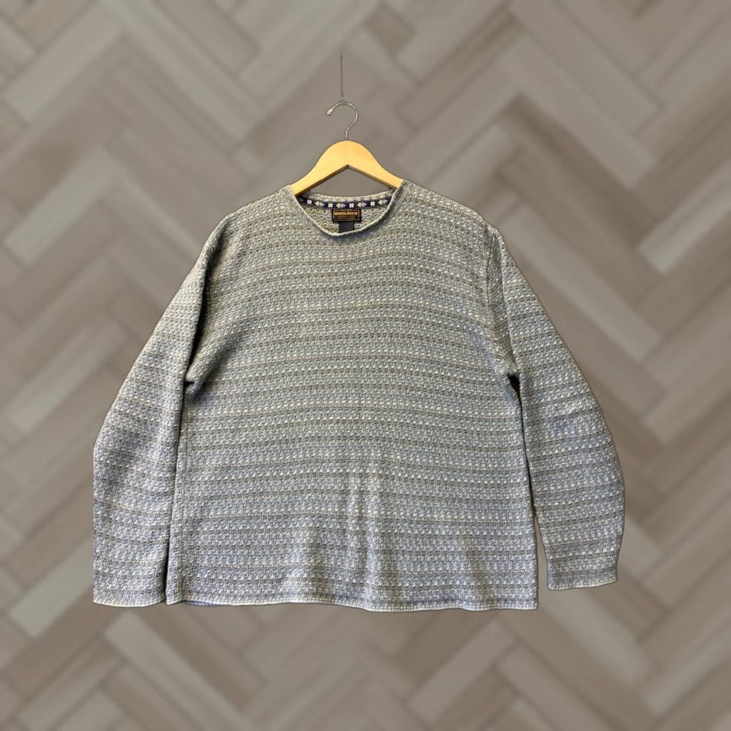 Vintage VINTAGE Woolrich Women's Sweater Pullover XL Blue Gray Knit 90s Gorp Outdoor Fall Winter Size XL / US 12-14 / IT 48-50 - 1 Thumbnail