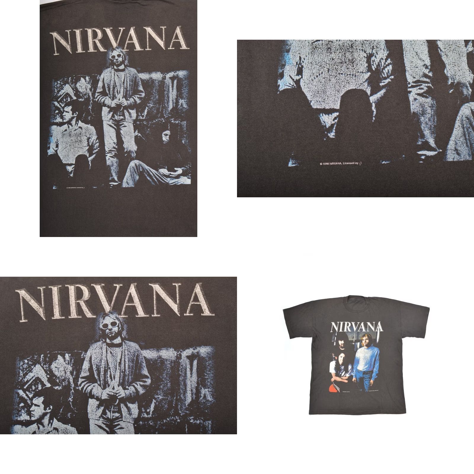 Vintage Rare Print Vintage Nirvana 1998 1999 Graphic T-Shirt Tee Kurt Cobain Size L Black 90s Music Rock Mens Size US L / EU 52-54 / 3 - 8 Thumbnail