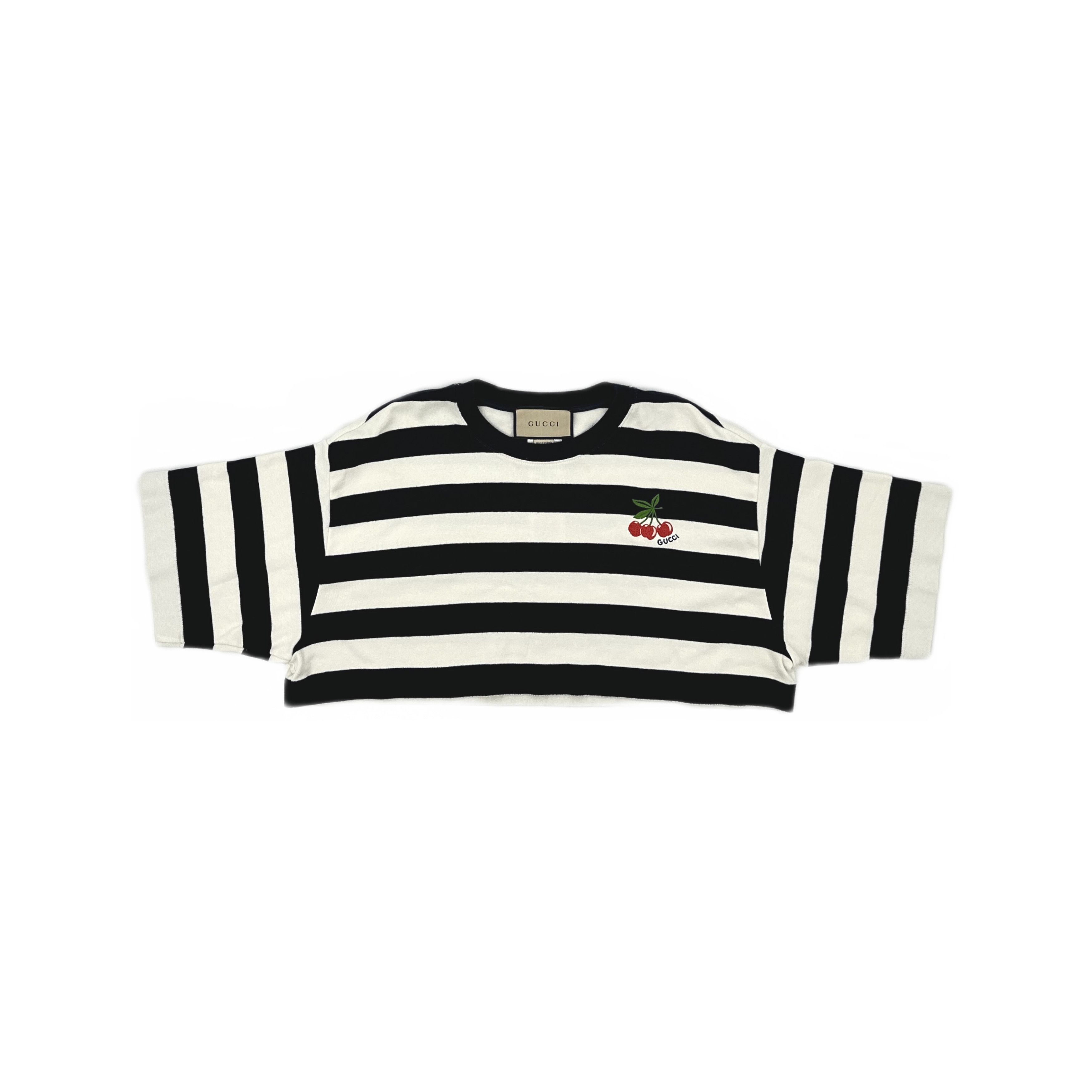 Gucci Gucci Cherry Embroidered Stripe T-Shirt XS Size XS / US 0-2 / IT 36-38 - 1 Thumbnail