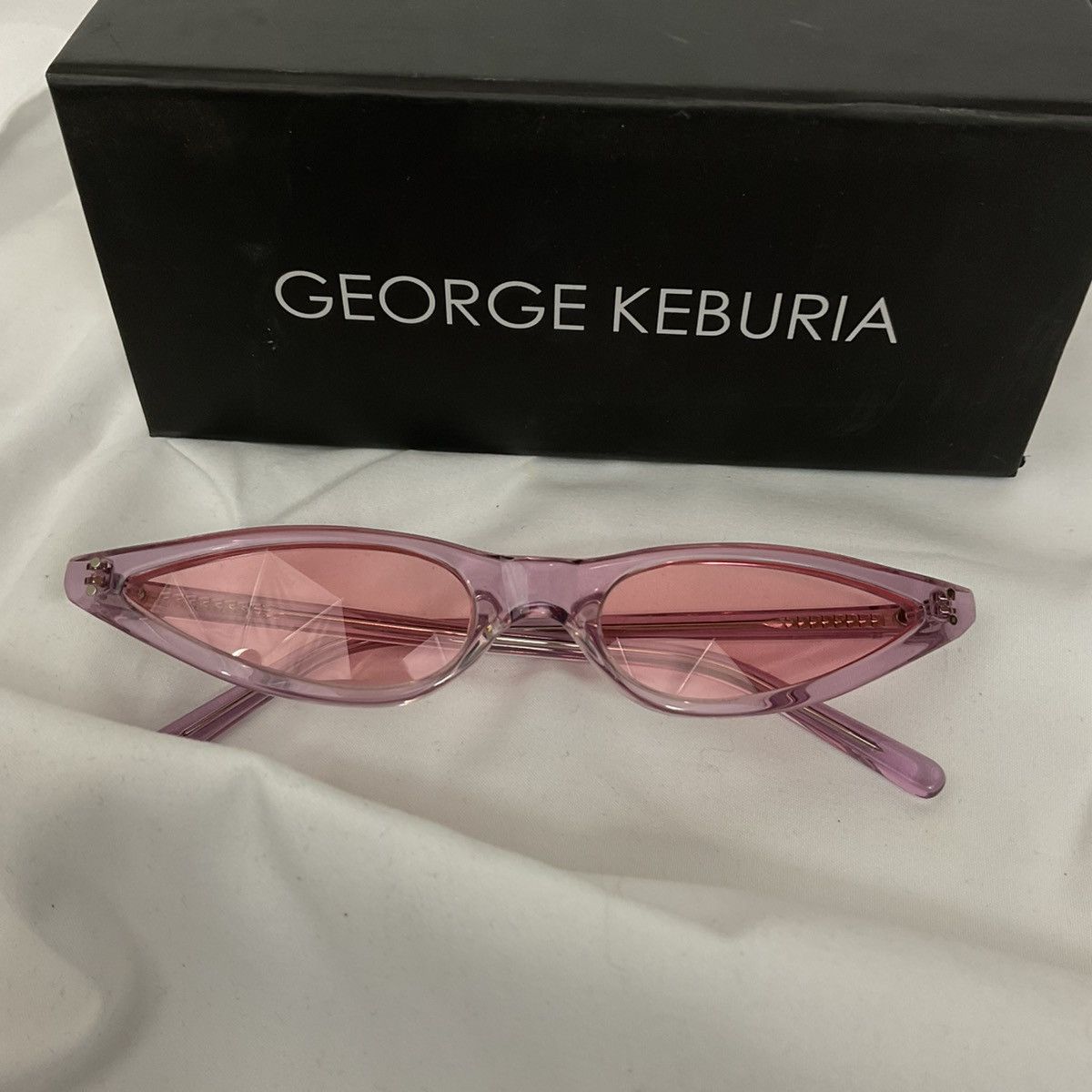 Keburia George Keburia Pink Micro Cat-Eye Sunglasses Size ONE SIZE - 2 Thumbnail