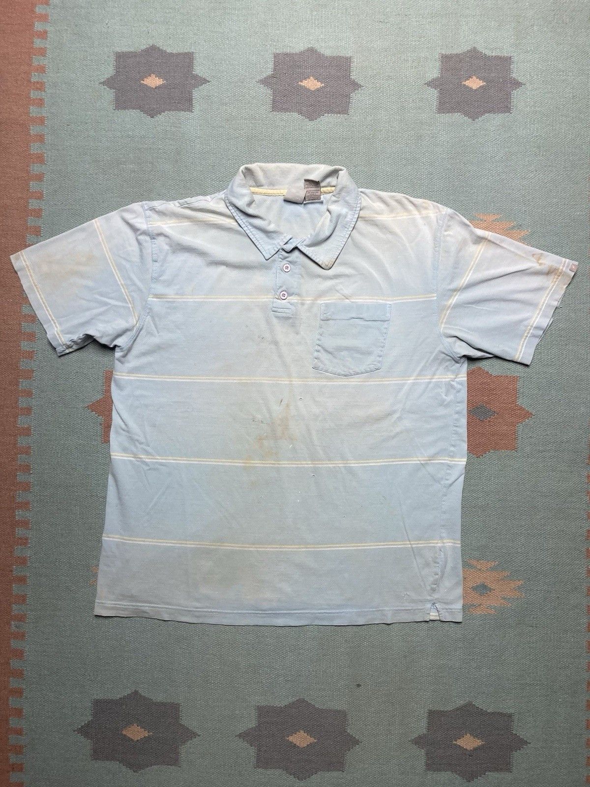 Vintage Vtg polo shirt OP Ocean Pacific striped distressed cotton XL Size US XL / EU 56 / 4 - 1 Thumbnail
