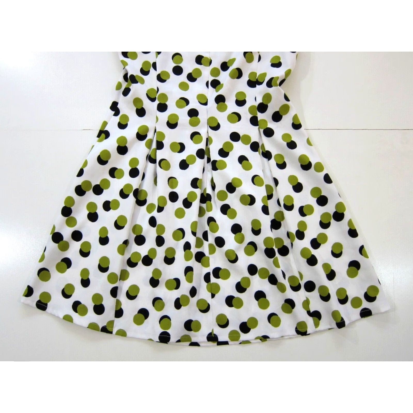 Vintage Ronni Nicole White Green Black Polka Dot A-Line Tent Sheath Shift Tank Dress 14 Size XL / US 12-14 / IT 48-50 - 6 Thumbnail