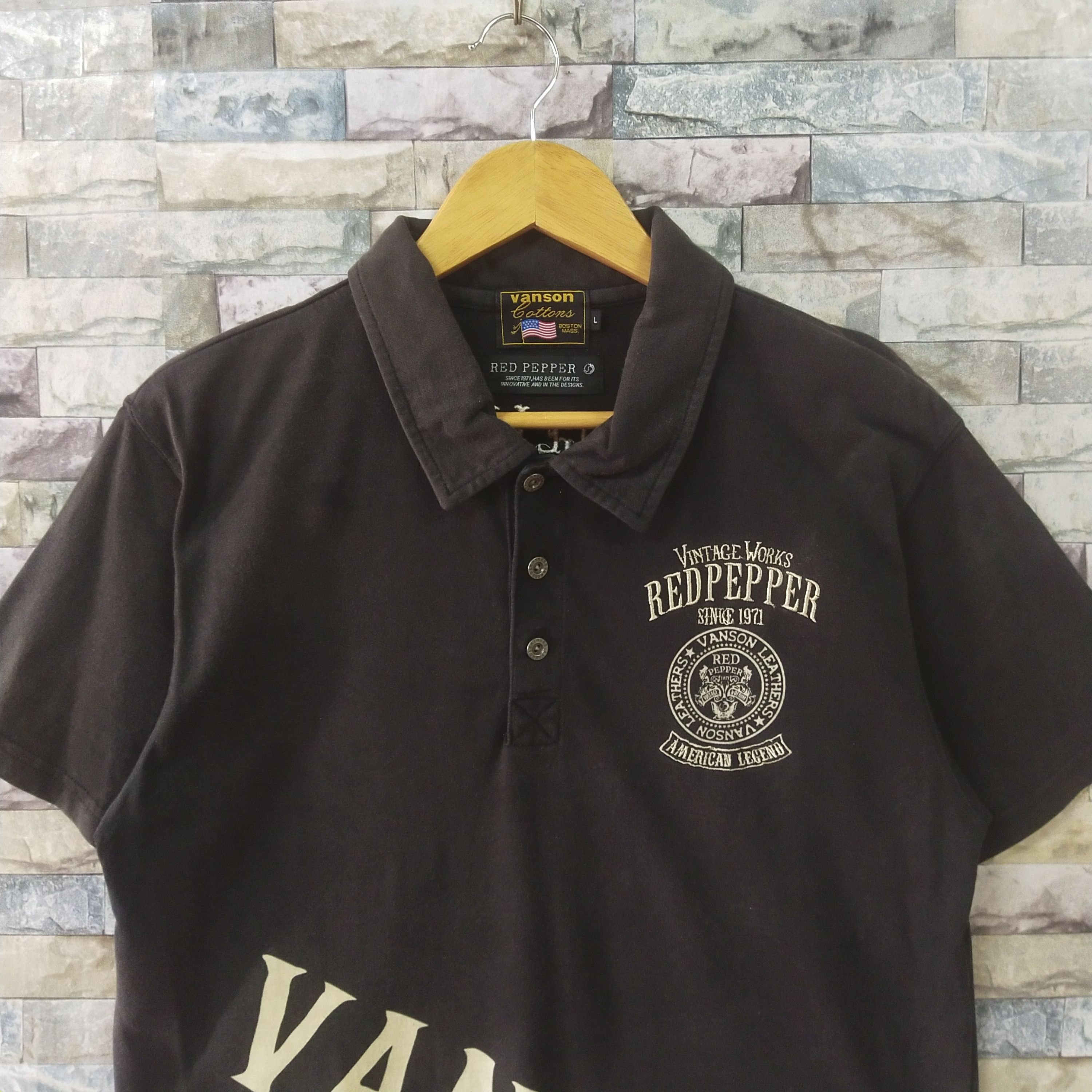 Hysteric Glamour Vintage Works Red Pepper Vanson Embroidery Polo Size US L / EU 52-54 / 3 - 3 Thumbnail