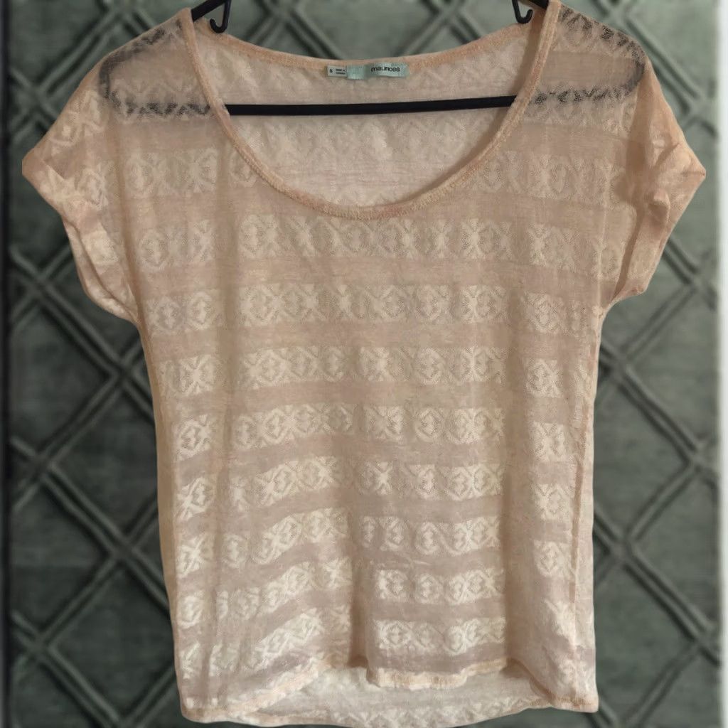 Vintage Maurices Top S White Women Short Sleeve Sheer Small B137 Size S / US 4 / IT 40 - 1 Thumbnail