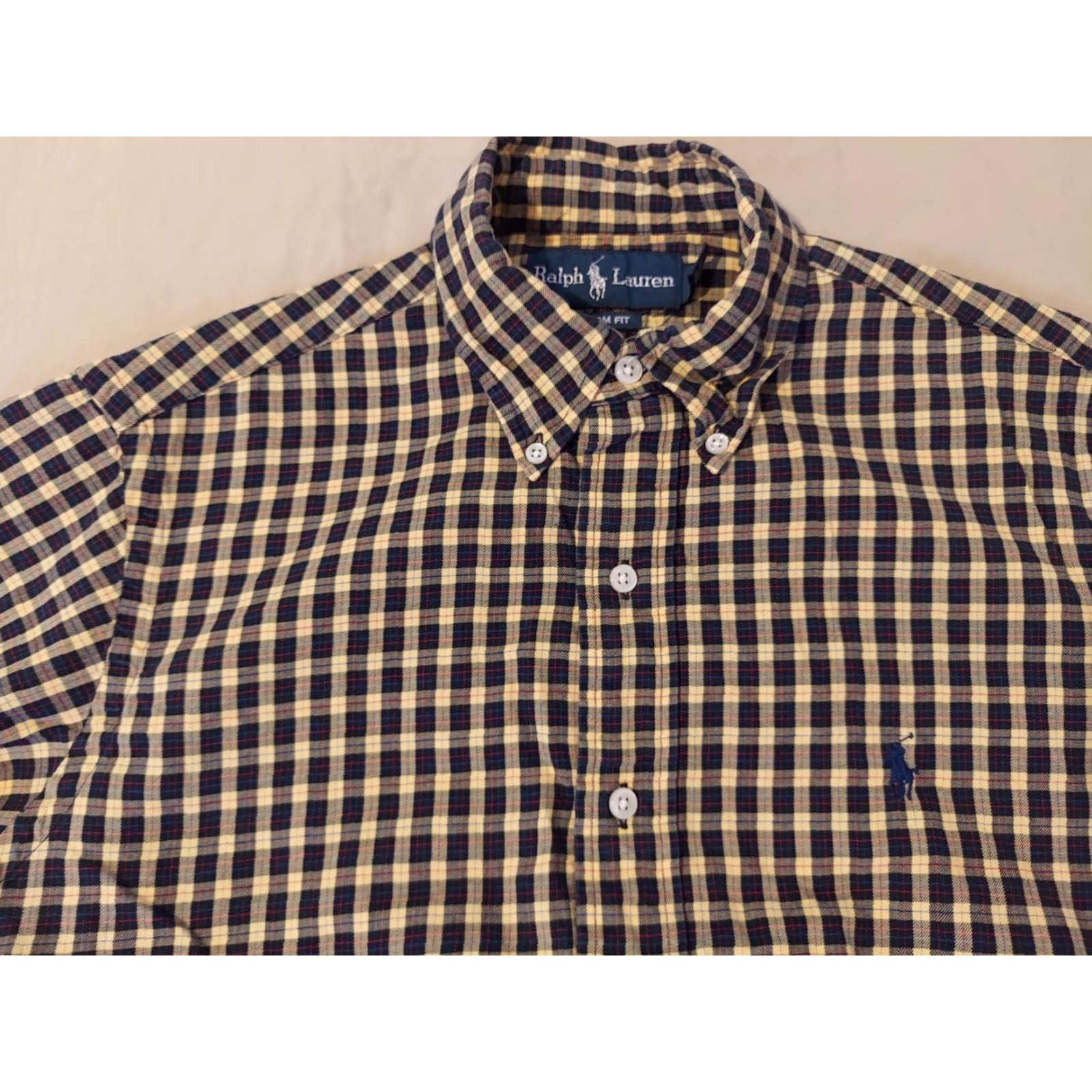 Polo Ralph Lauren VINTAGE Polo Ralph Lauren Shirt Mens Button-Up Long Sleeve Small S Yellow Cotton Size 36R - 2 Thumbnail