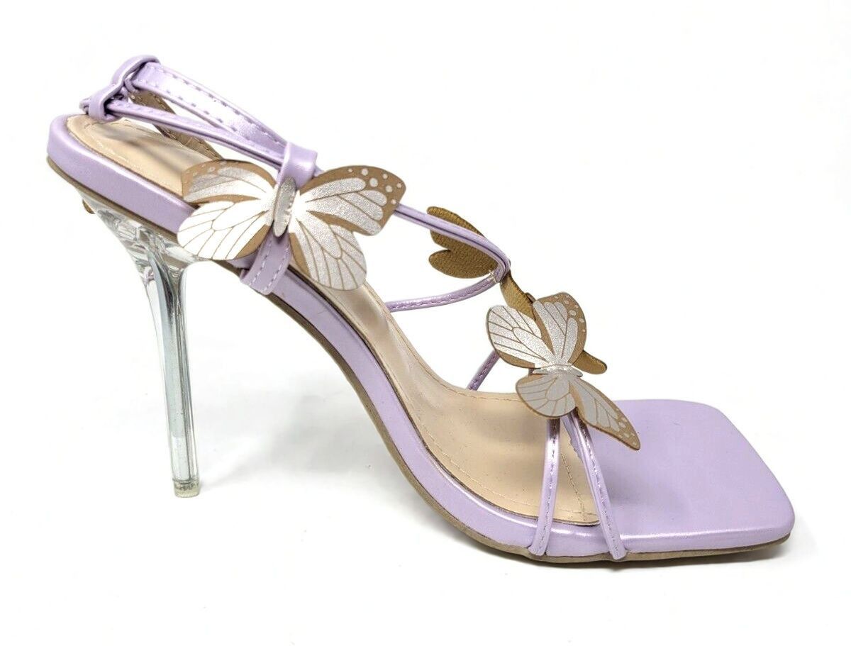 Other Butterfly Stiletto Sandals Size 9 Clear Acrylic Heel Strappy Size US 9 / IT 39 - 3 Thumbnail