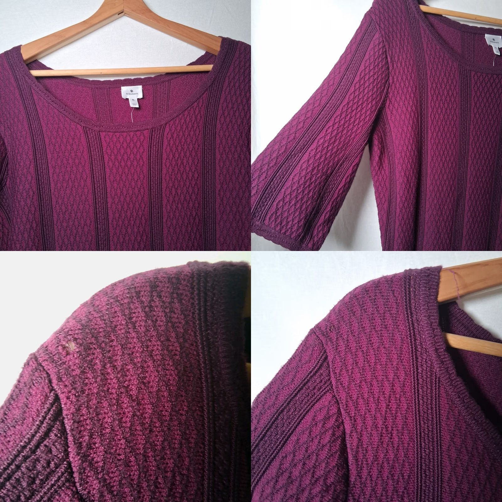 Vintage Dressbarn Sweater Dress XL Maroon Knit Diamond Pattern 3/4 Sleeve Pullover Ladies Womens Wool-Free Read Flawed Size XL / US 12-14 / IT 48-50 - 8 Thumbnail