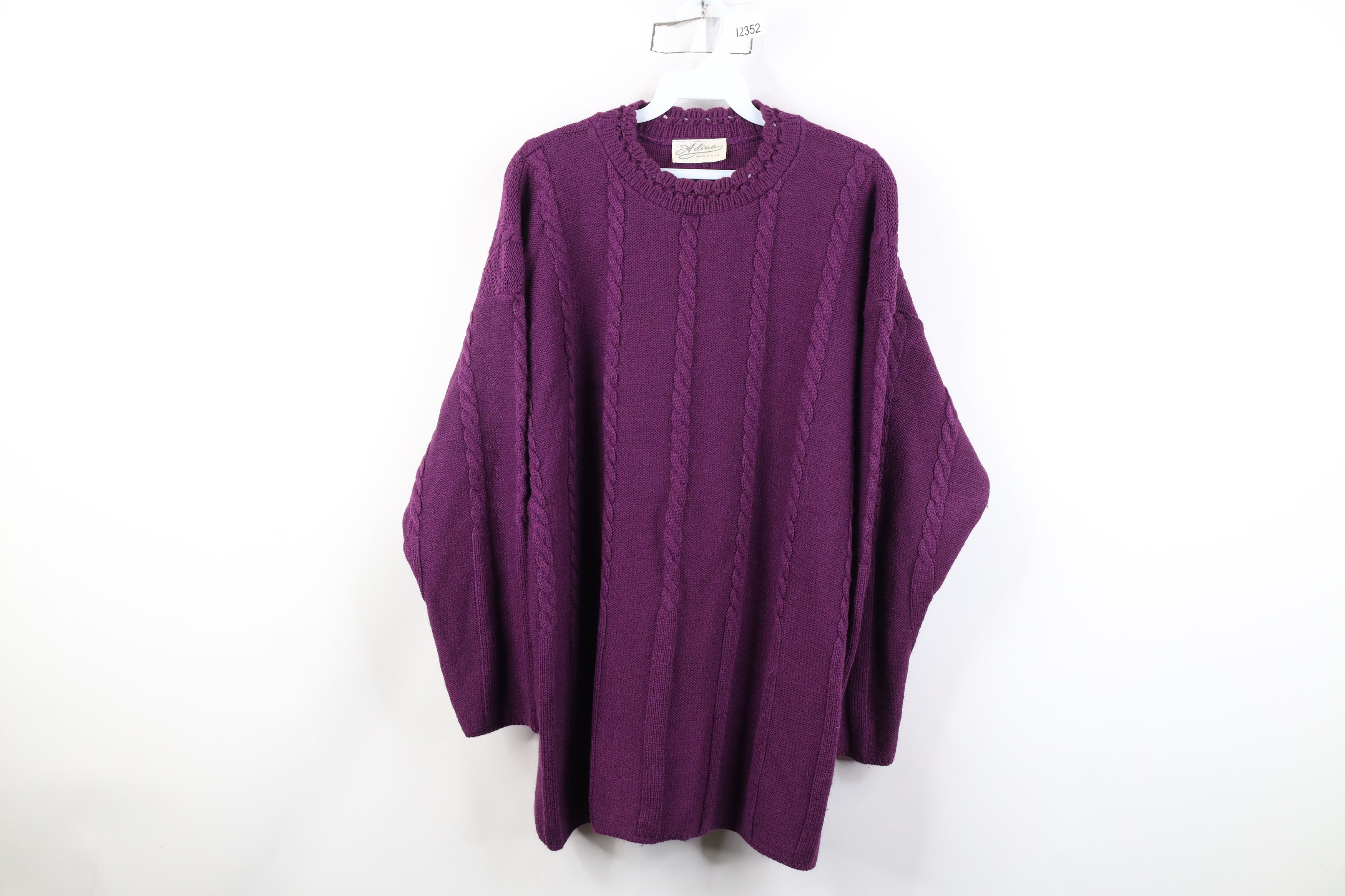 Vintage Vintage 90s Streetwear Cable Crewneck Sweater Purple USA Size XL / US 12-14 / IT 48-50 - 1 Thumbnail