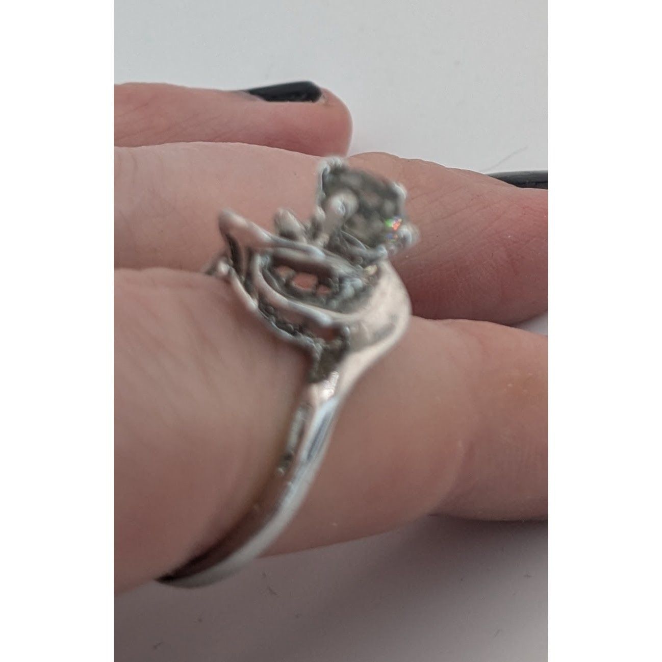 Other Smoky Quartz Silver Tone Floral Swirl Ring Size 7.75 Size ONE SIZE - 3 Thumbnail