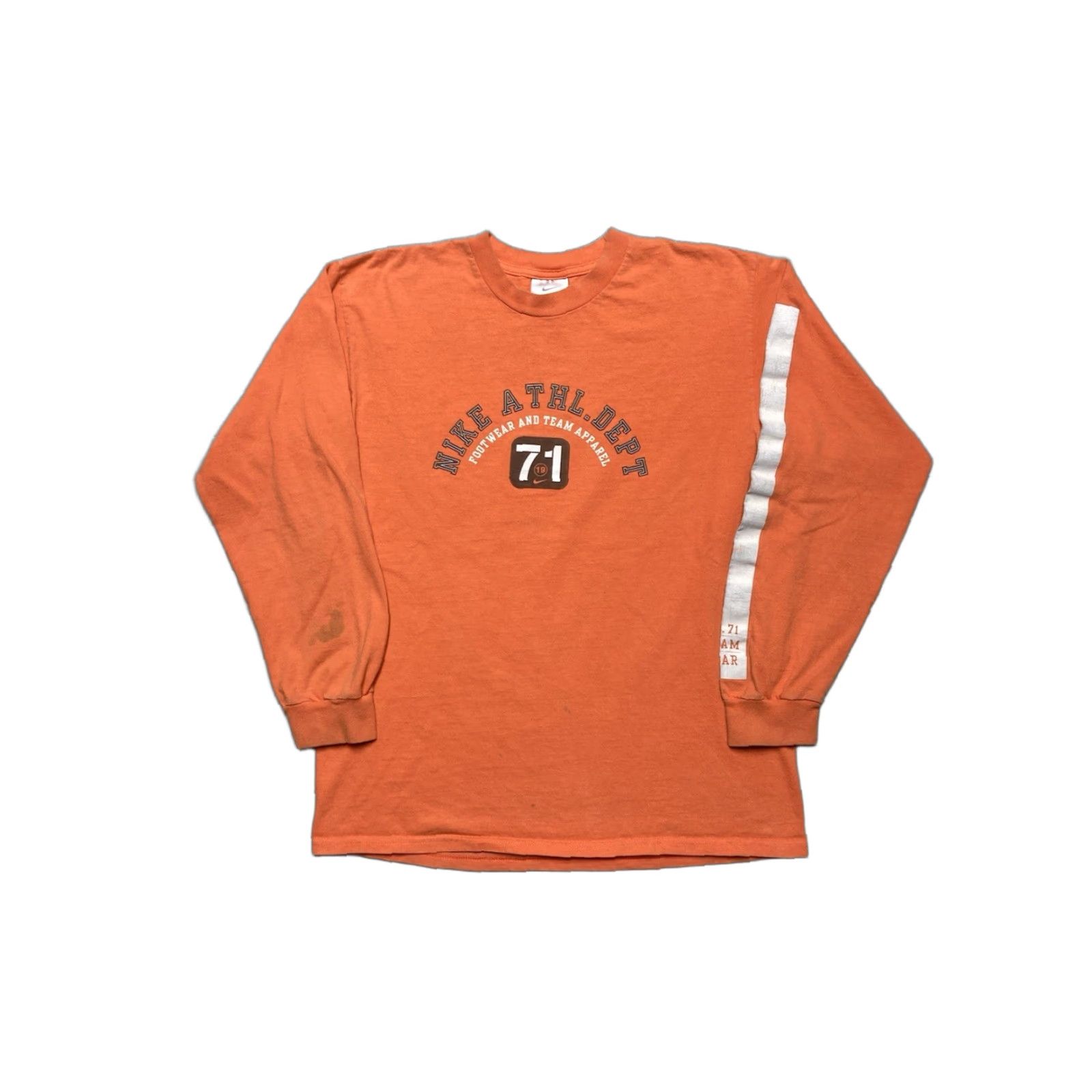 Nike VINTAGE Nike Athletic Department T-Shirt Long Sleeve Adult Medium Orange Mens Shirt Size US M / EU 48-50 / 2 - 1 Thumbnail