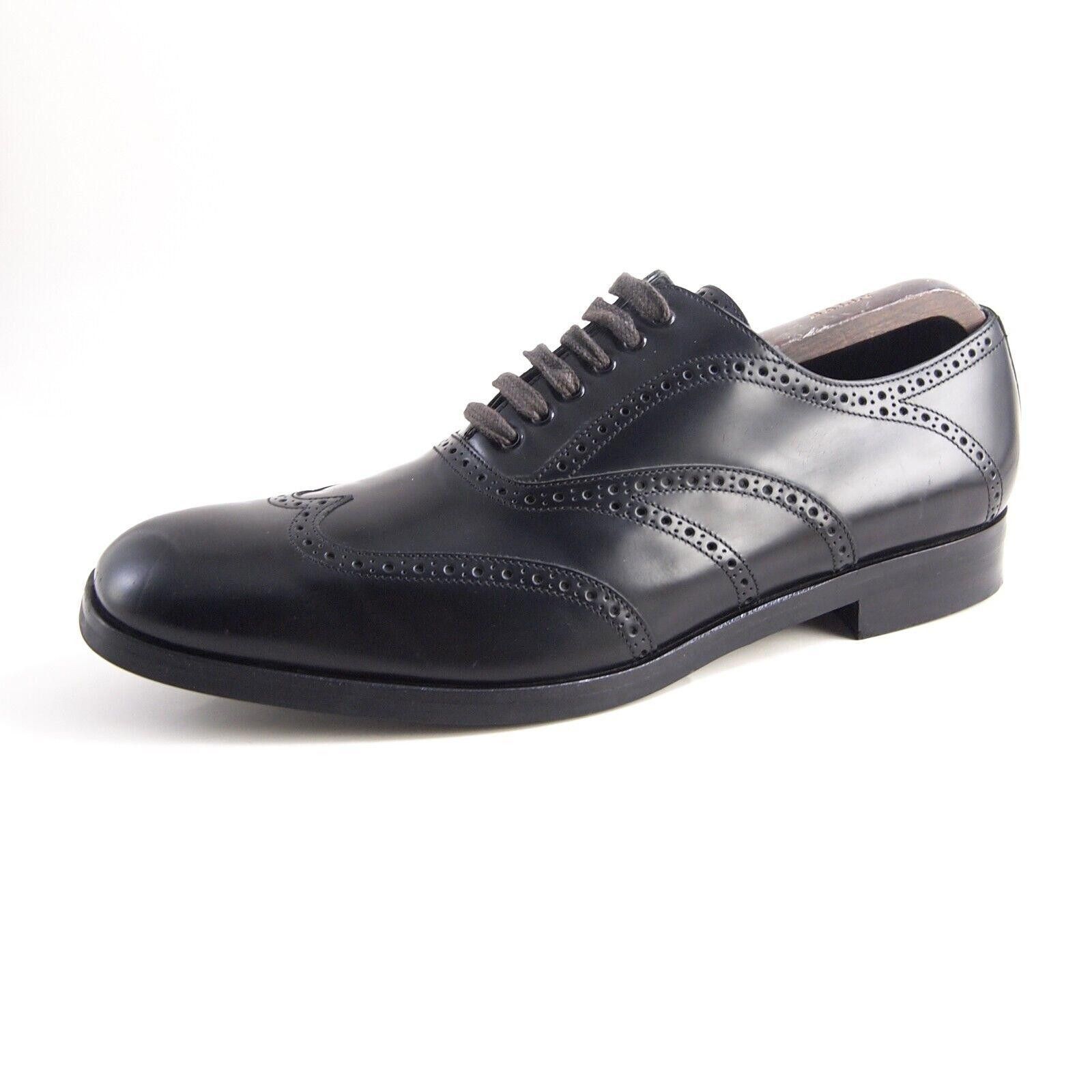 Ermenegildo Zegna Zegna Wingtip Brogues Black Leather Mens US 10 EU 43 $820 Size US 10 / EU 43 - 1 Thumbnail