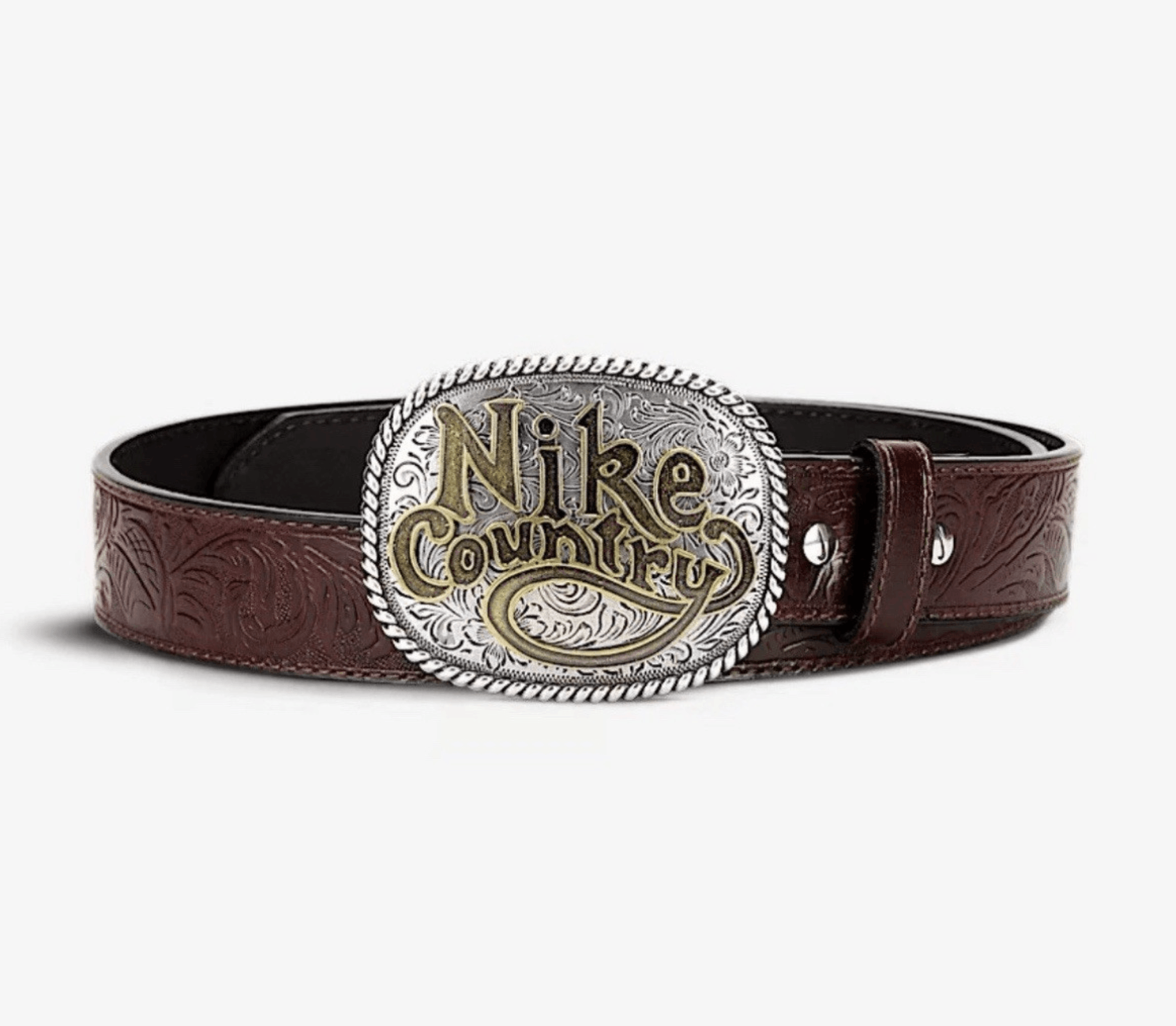 Nike LARGE Nike Country Rhinestone Plaque Buckle Belt in Brown Size ONE SIZE - 1 Thumbnail