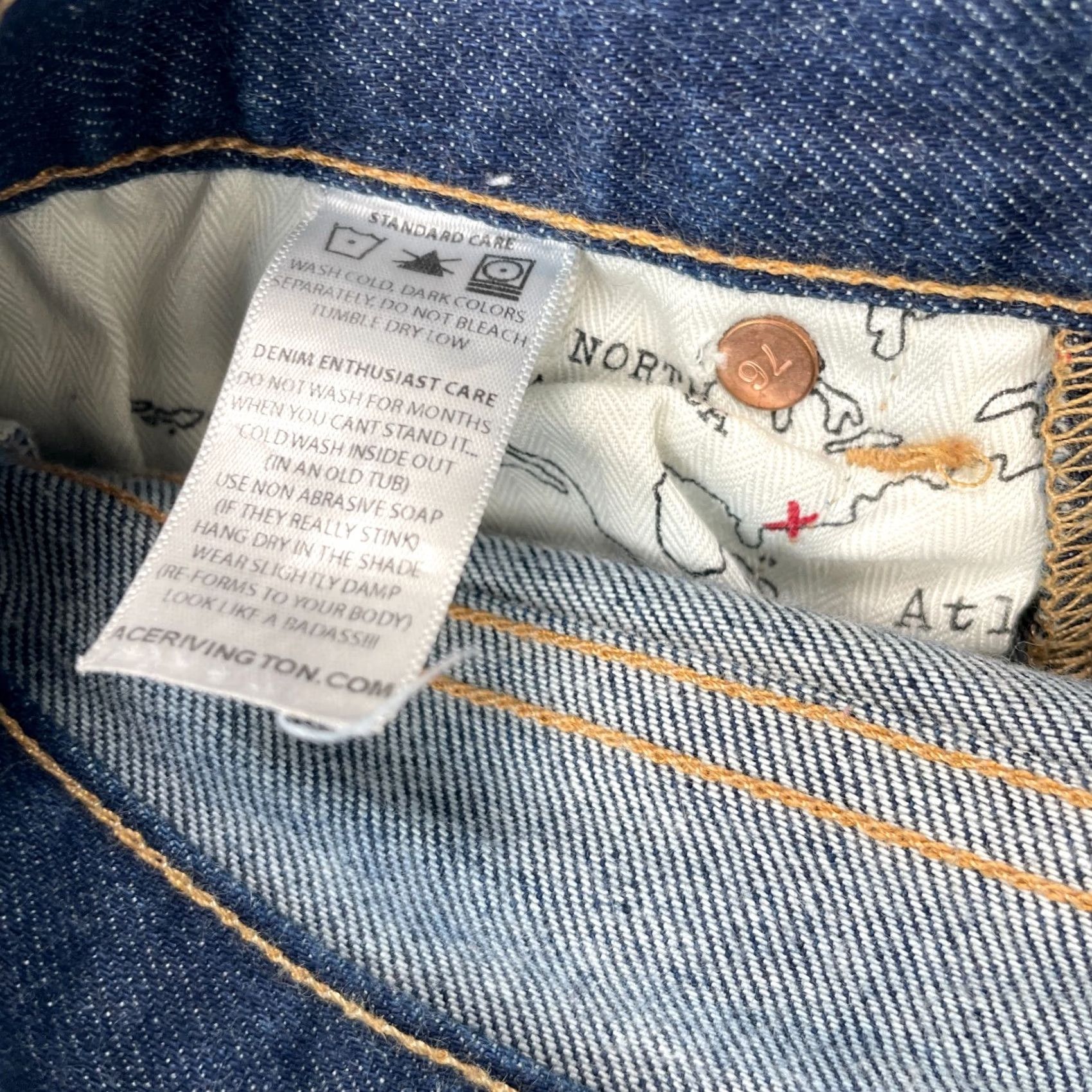 Denime Ace Rivington Jeans Womens 30 Blue Denim Tapered 5-Pocket Logo Stitch Dark Wash Regular 30in Inseam Mens Womens Girls Boys Size 30" / US 8 / IT 44 - 4 Thumbnail