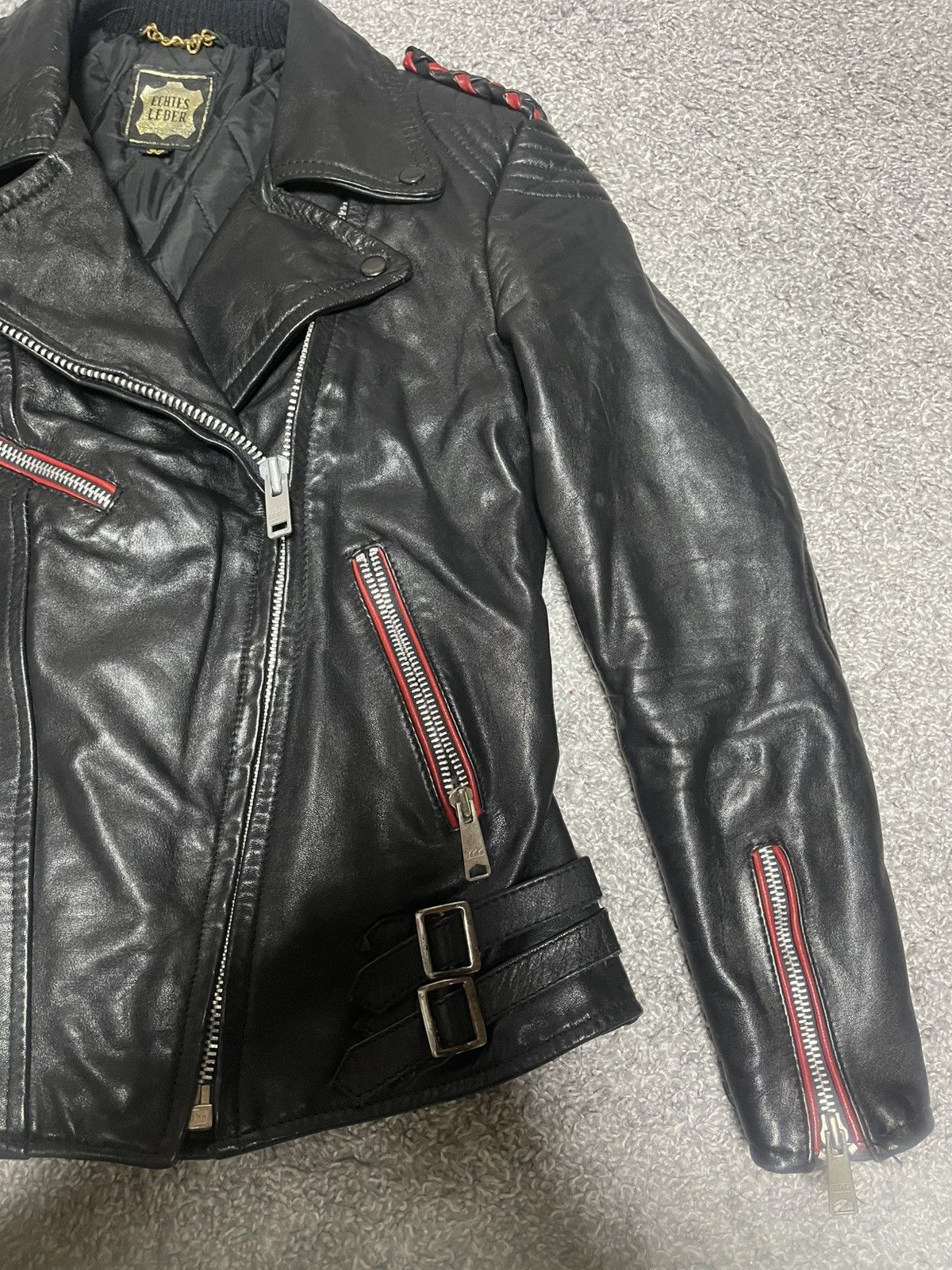 Vintage ECHTES LEDER VINTAGE BIKER LEATHER JACKET SIZE 38 Size XS / US 0-2 / IT 36-38 - 4 Thumbnail