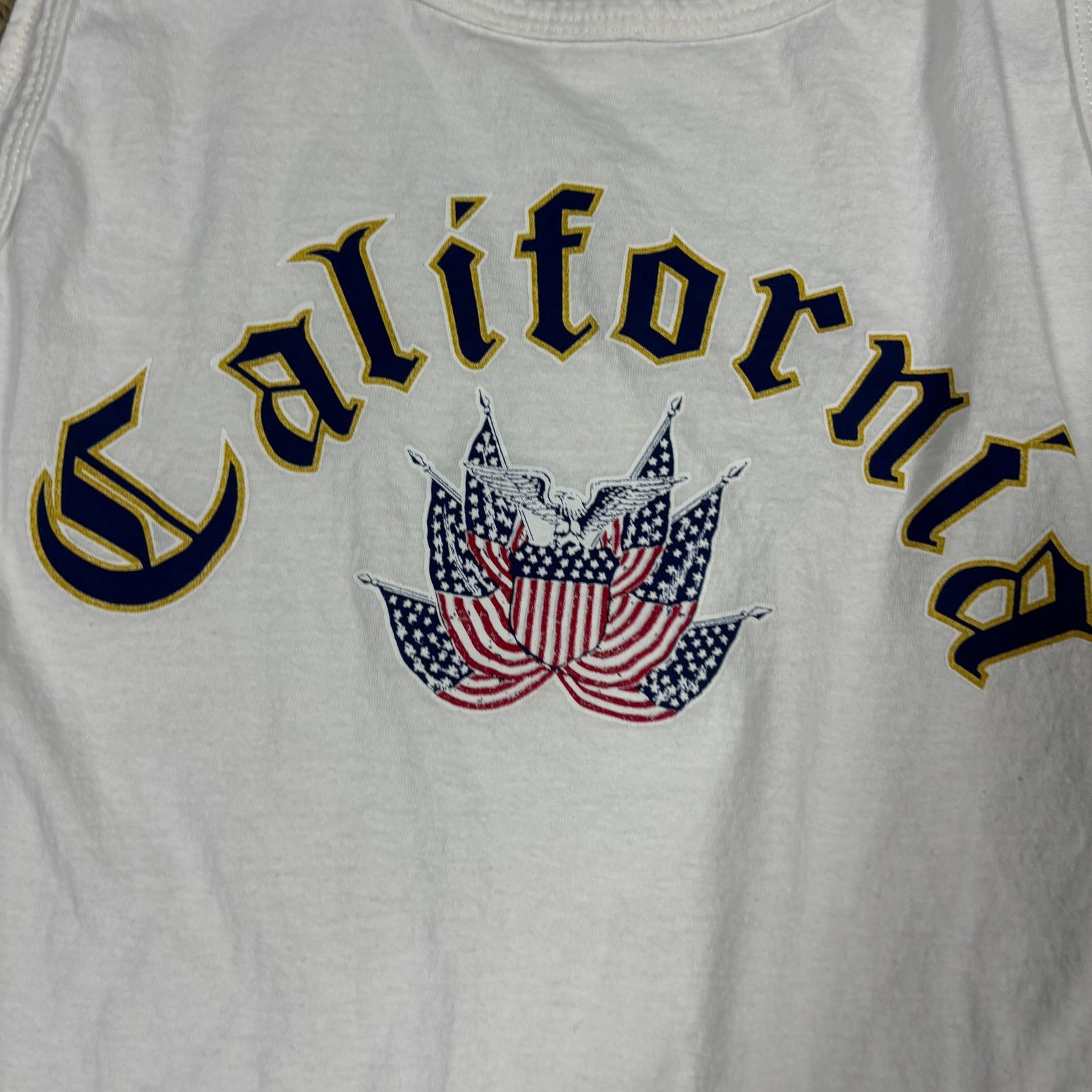 Fruit Of The Loom y2k 2000s california USA white tank top Medium beach summer Size US M / EU 48-50 / 2 - 3 Thumbnail