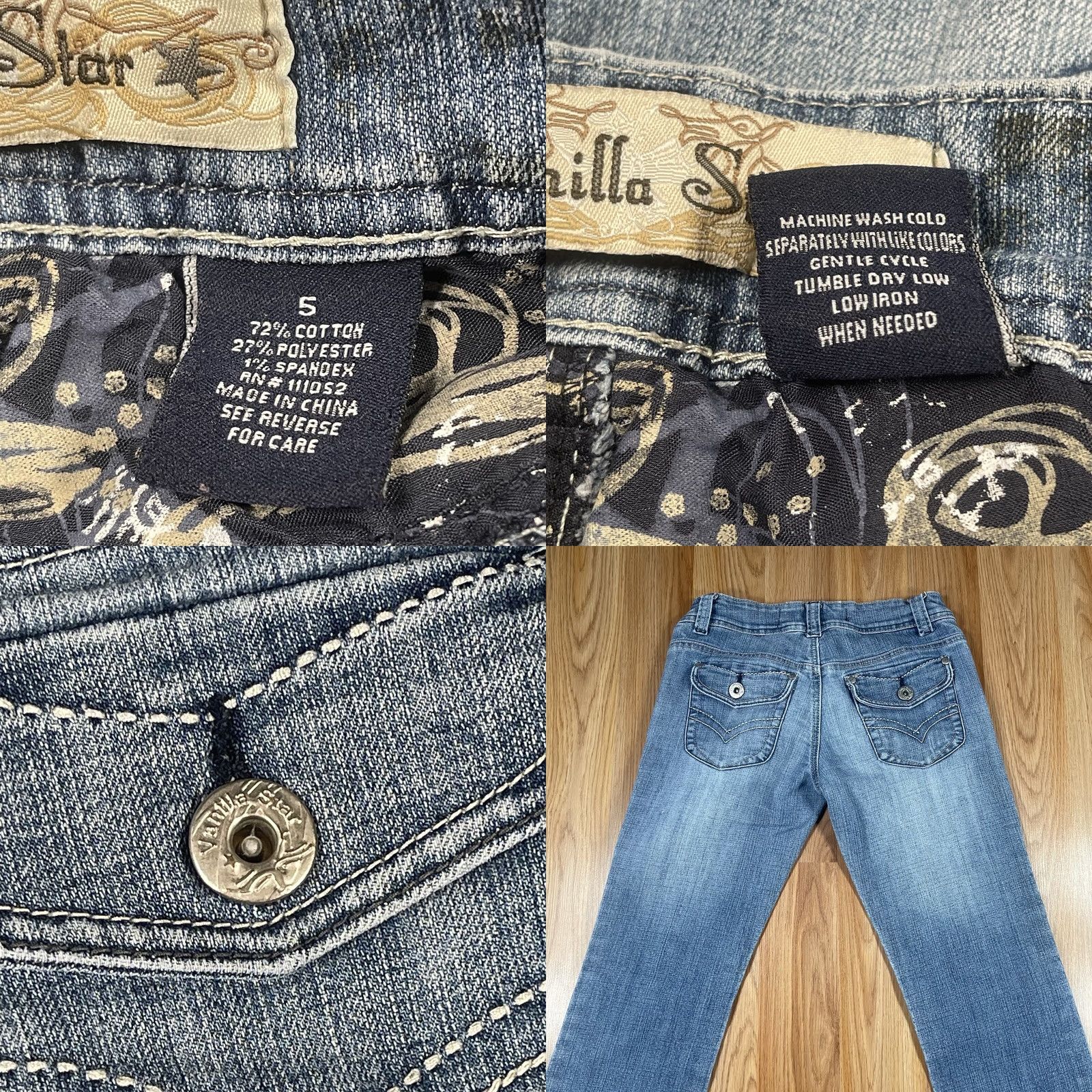 Vintage Vanilla Star Jeans Womens 5 Blue Straight Leg Stretch Low Rise Denim Pants Jeans Straight Leg Women's 5-Pocket Blue Pant Womens Jeans Men? Size 27" / US 4 / IT 40 - 9 Thumbnail