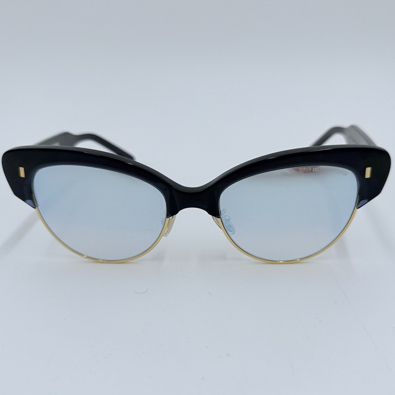 Cutler and Gross NEW Cutler and Gross 1351 06 Black Gold Cat Eye Sunglasses Size ONE SIZE - 2 Thumbnail