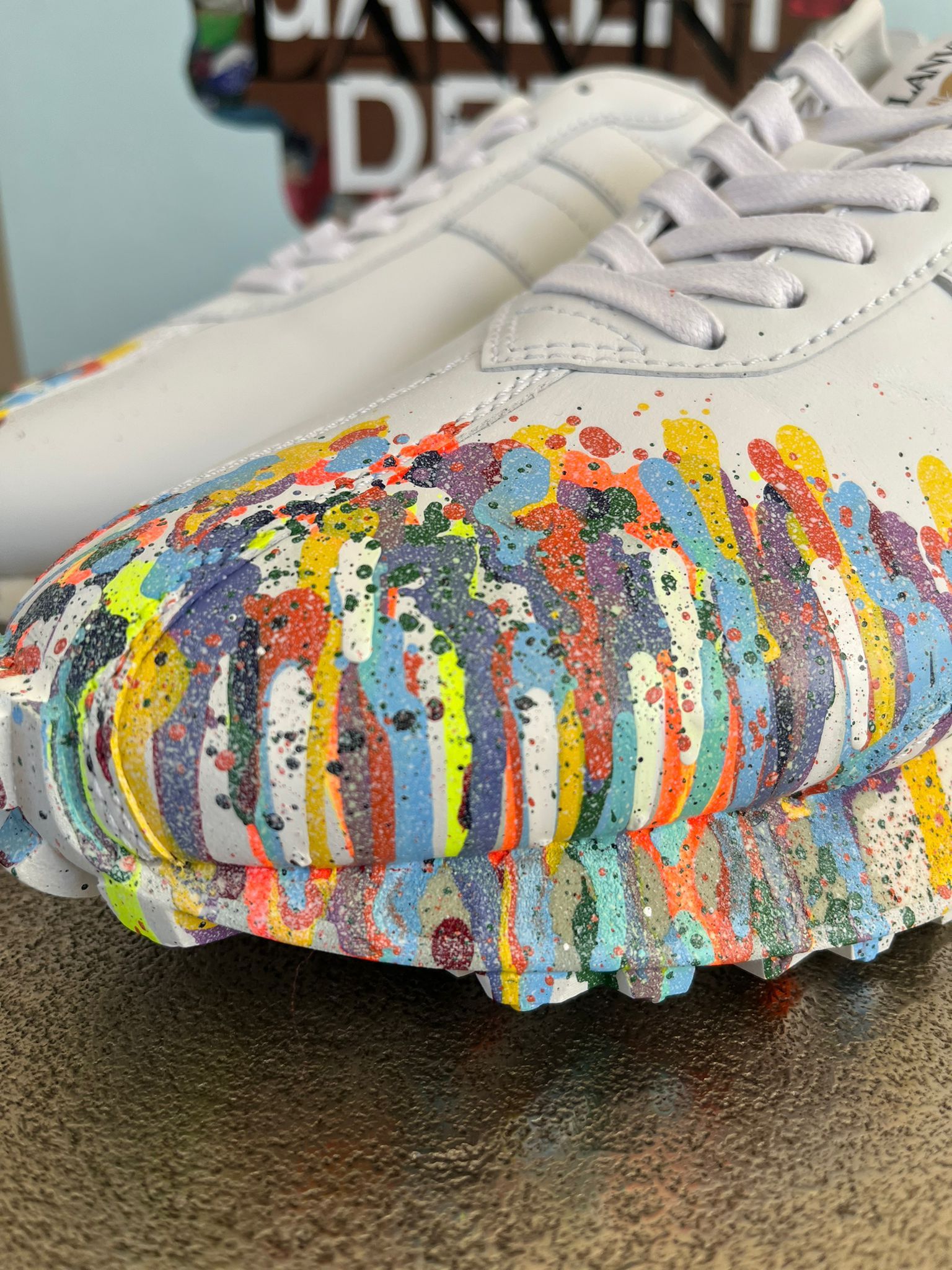 Gallery Dept. × Lanvin Paint Splatter Bump Sneakers in White Size US 12 / EU 45 - 4 Thumbnail