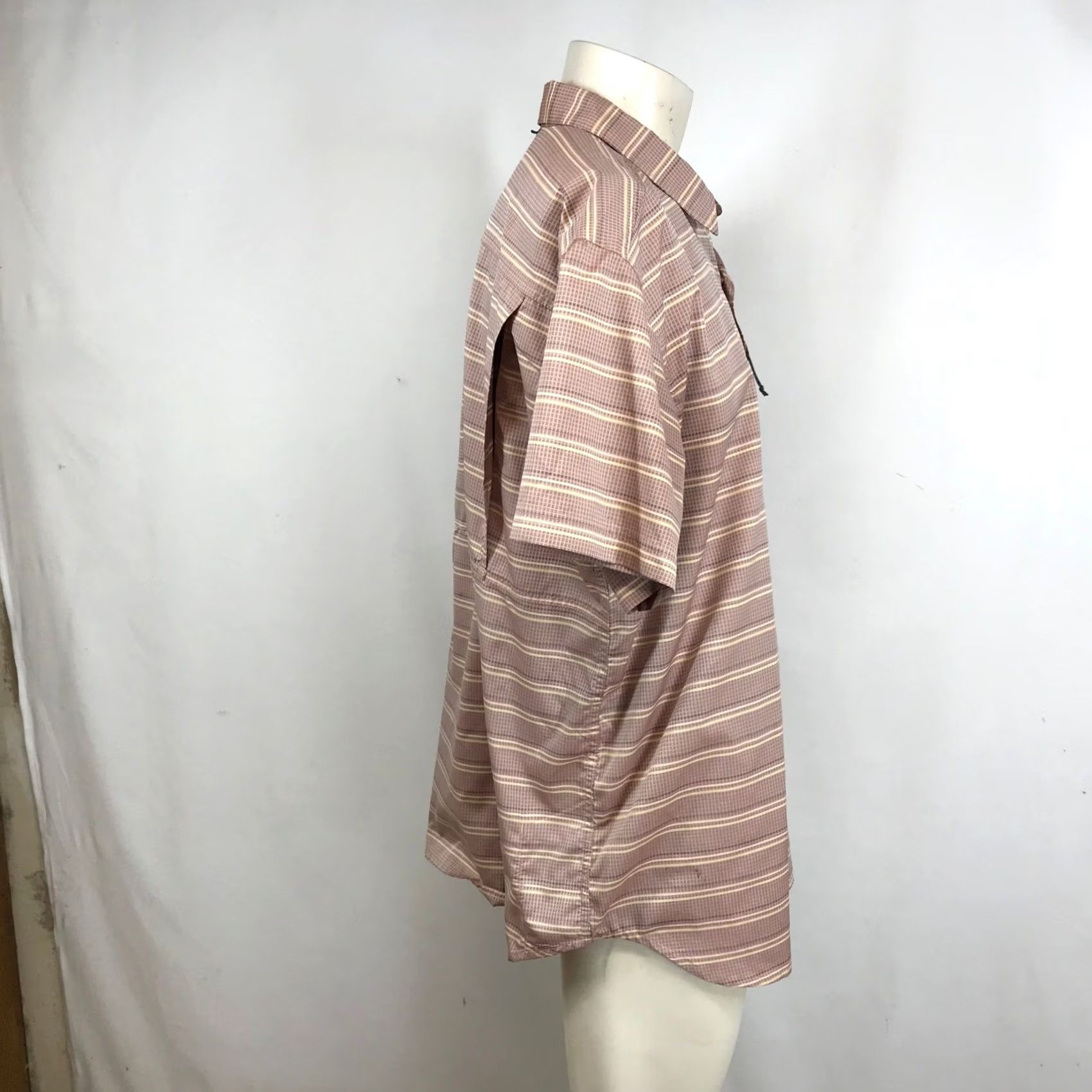 Vintage Columbia Mens XL Short Sleeve Button Up Shirt Brown Striped Outdoor Size US XL / EU 56 / 4 - 4 Thumbnail