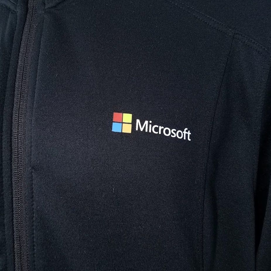Vintage Microsoft Track Jacket Womens Size Large Black Full Zip Thumb Holes Shirt Size L / US 10 / IT 46 - 3 Thumbnail