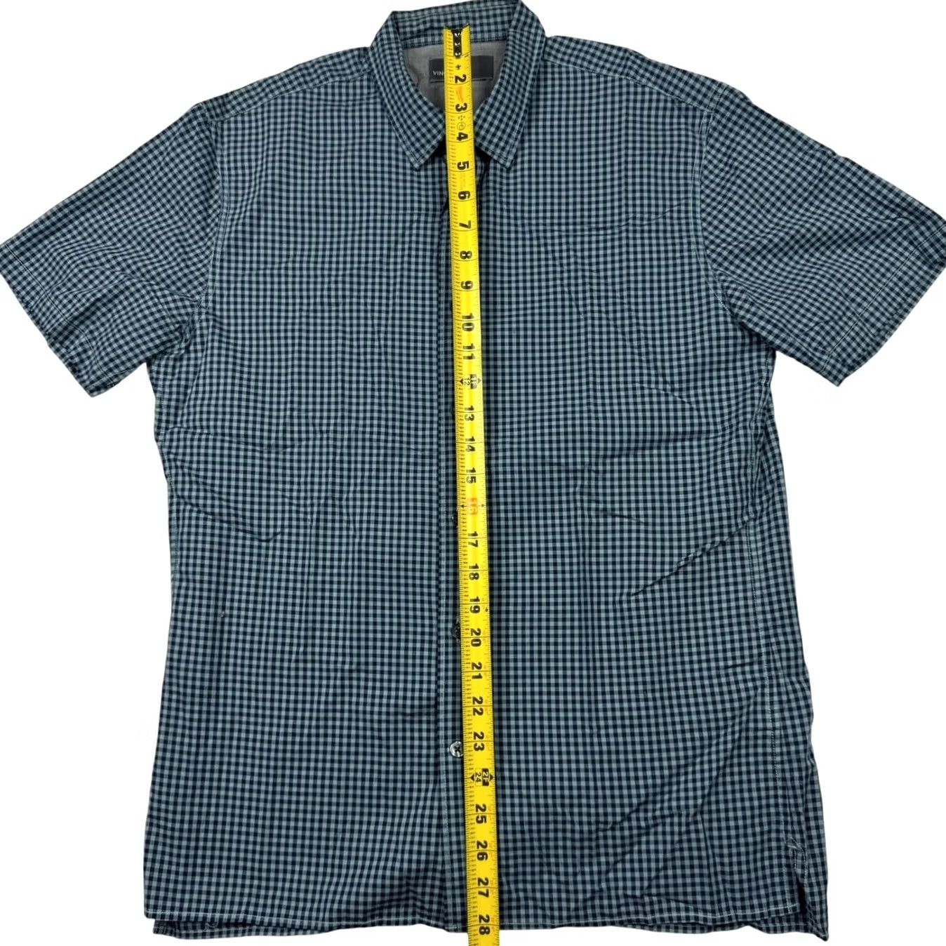 Vince Vince Men’s Cotton Button Shirt Blue/Black Checked Medum Shirt Regular M Blue Check Short Sleeve Collared Button-Up Mens Size US M / EU 48-50 / 2 - 5 Thumbnail
