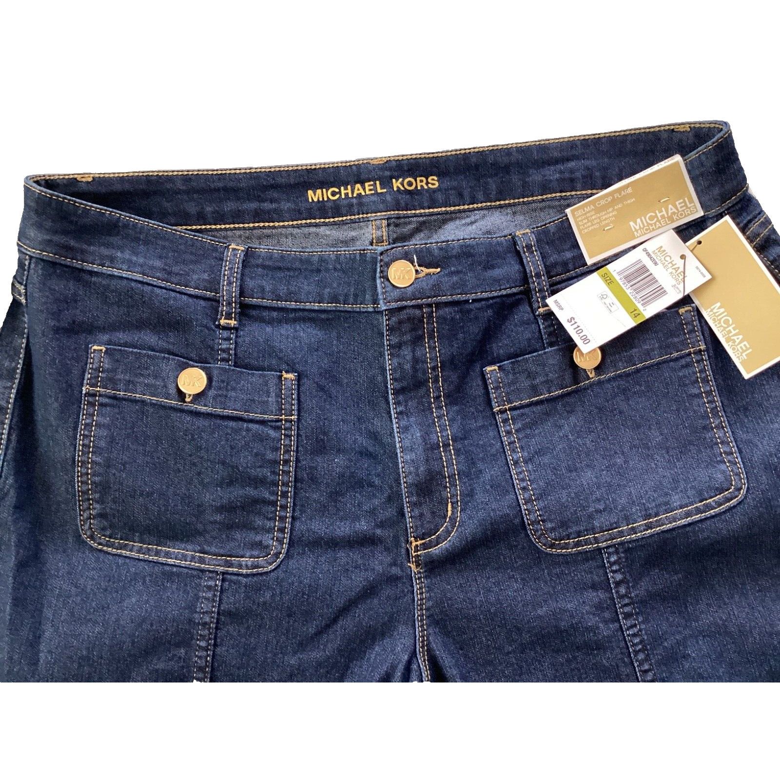 Michael Kors MICHAEL KORS SELMA CROP FLARE HIGH RISE SEAMED JEANS SZ 14 Size 36" / US 14 / IT 50 - 2 Thumbnail
