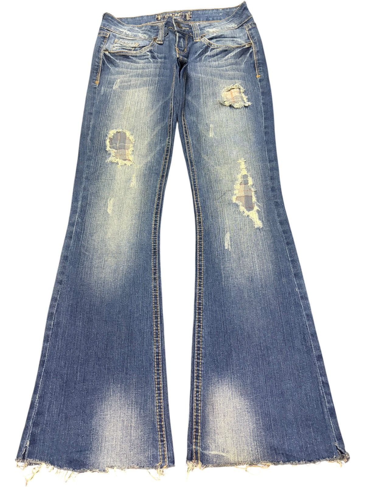 Diesel Vintage Japanese Brand Patch Distress Low Rise Flare Jeans Size 26" / US 2 / IT 38 - 1 Thumbnail