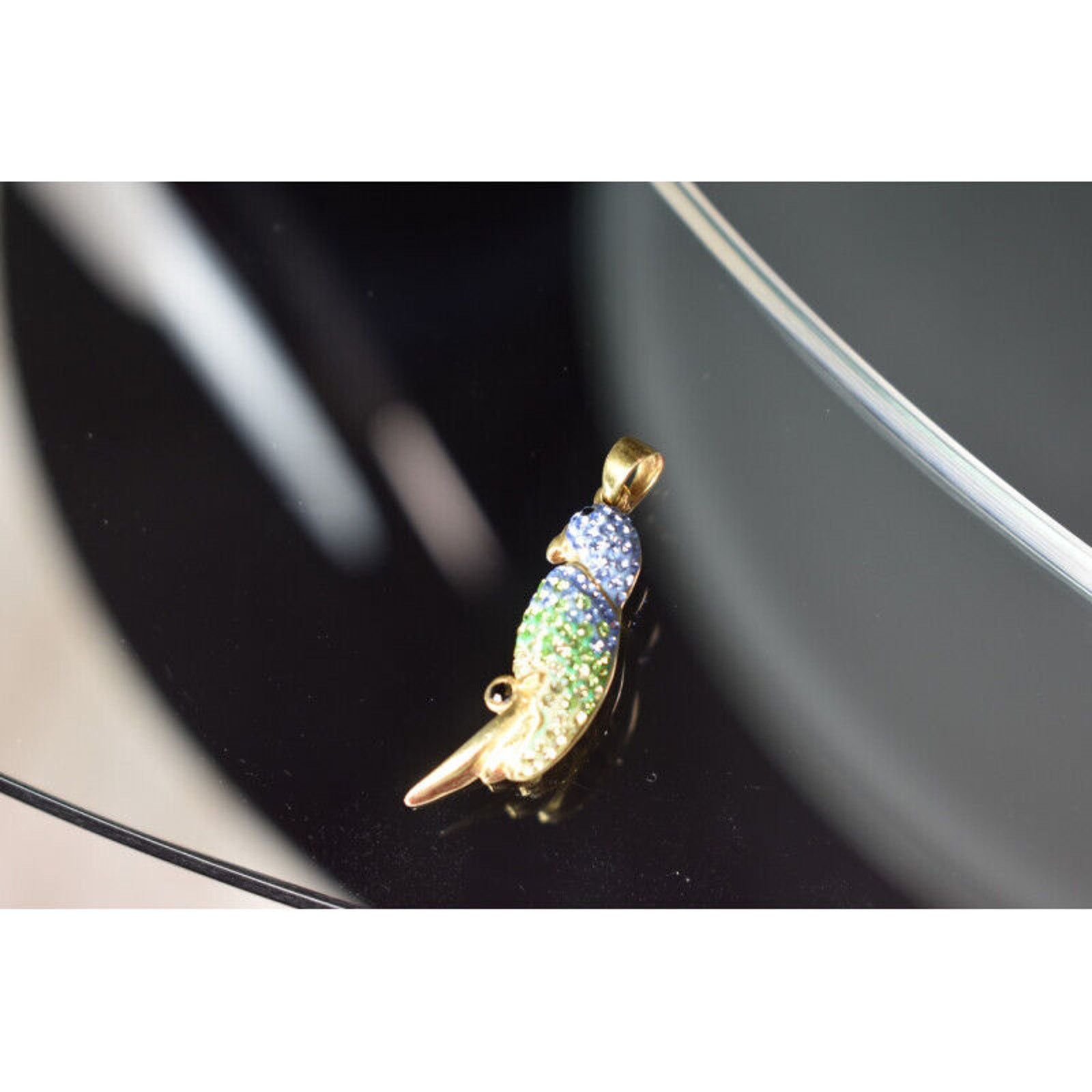 The Unbranded Brand 925 STERLING SILVER GOLD PLATED CZ & ENAMEL "PARROT" PENDANT Size ONE SIZE - 7 Thumbnail