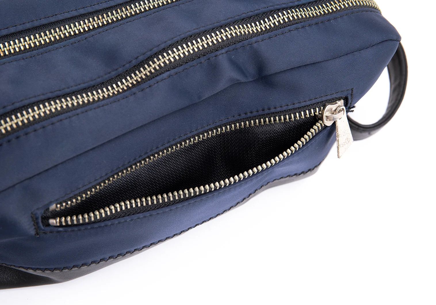 Jean Paul Gaultier Zigzag Stitch Double Compartment Clutch Bag in Navy Black Size ONE SIZE - 8 Thumbnail
