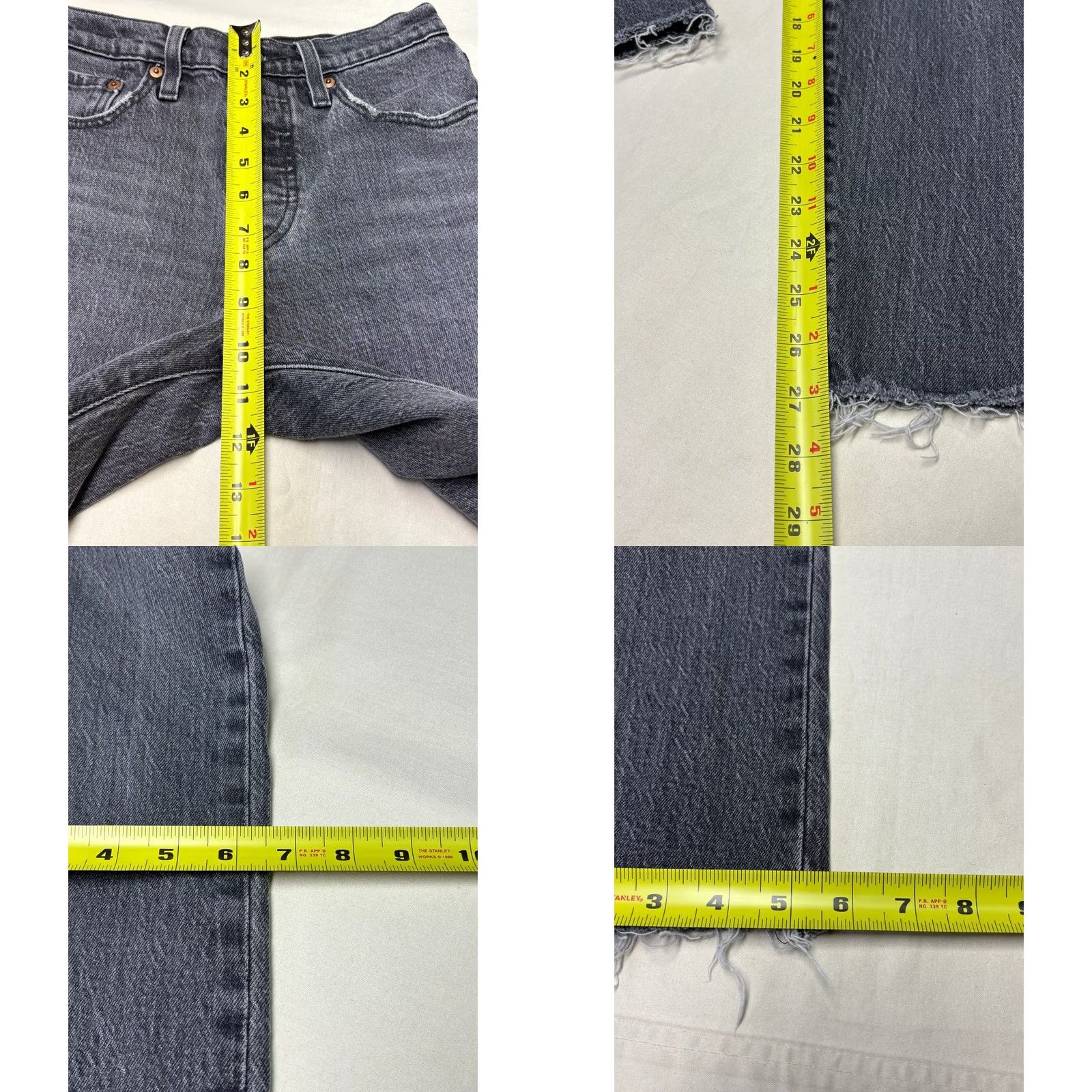 Levi's Levis 501 Original Fit Jeans Womens 25x28 Black High Rise Raw Hem 29502-0191 Size 42" / US 20 - 9 Thumbnail