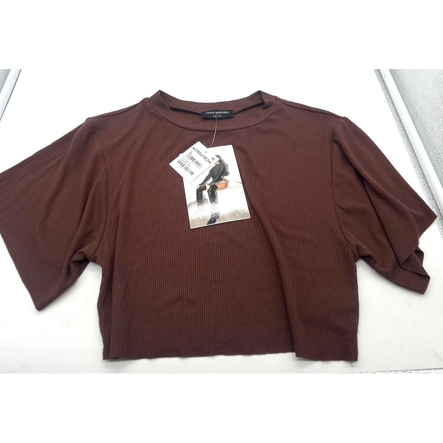 Other Naked Wardrobe Crop T-shirt In Chocolate, Sz. S Size S / US 4 / IT 40 - 3 Thumbnail