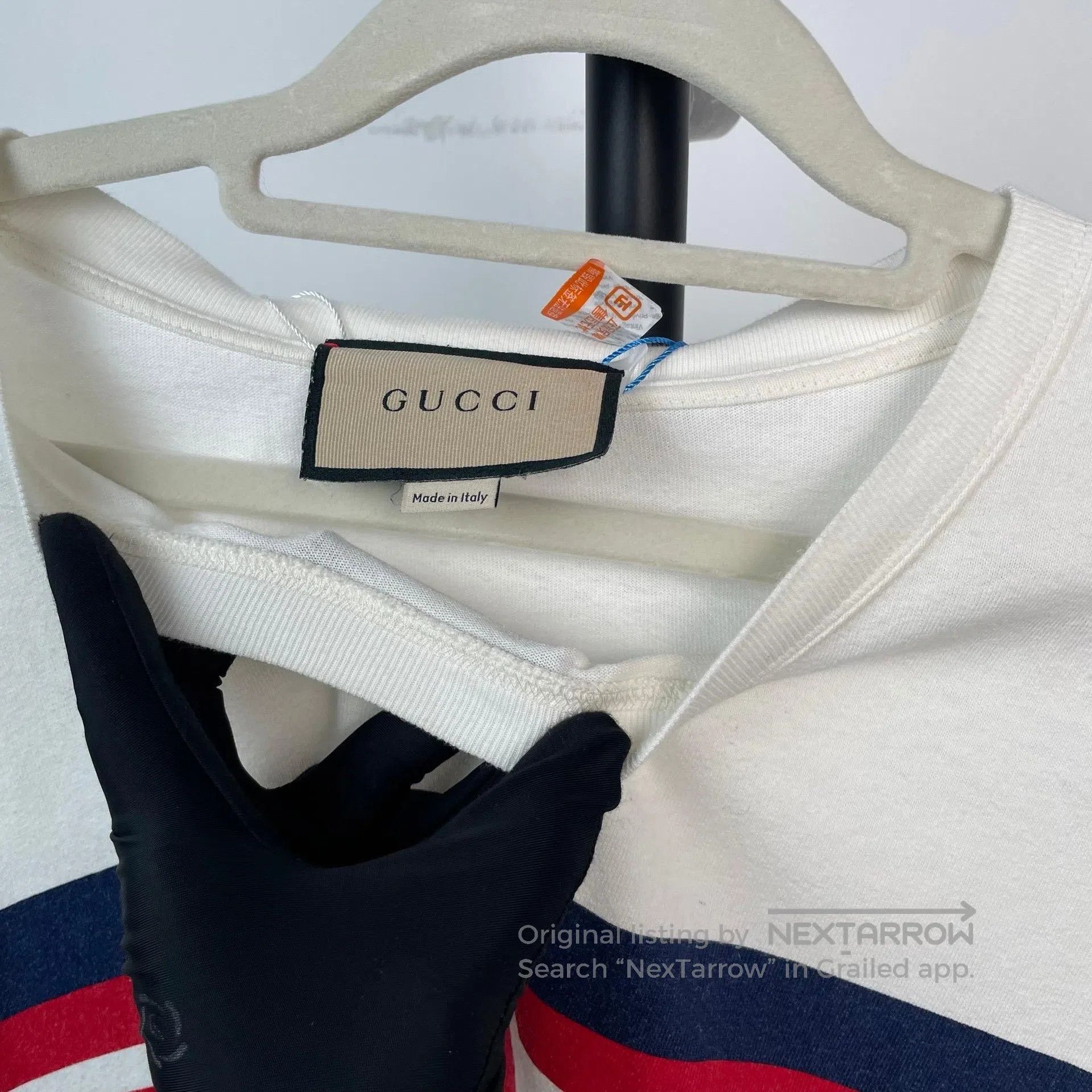Gucci Guicci White and red blue striped logo short-sleeve T-shir Size US XS / EU 42 / 0 - 3 Thumbnail