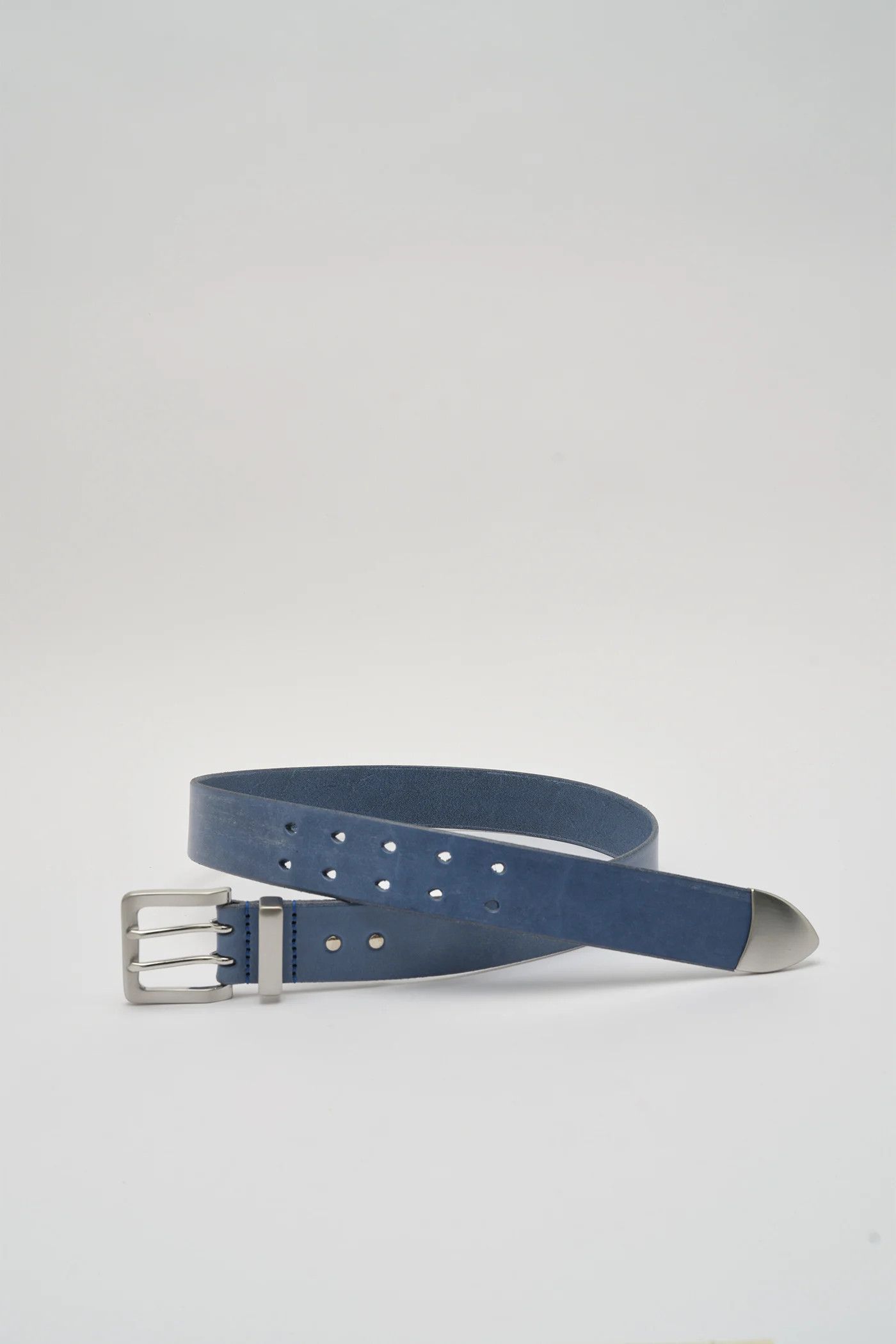 Our Legacy Double Tongue Belt Patina Blue Leather 4cm | Grailed