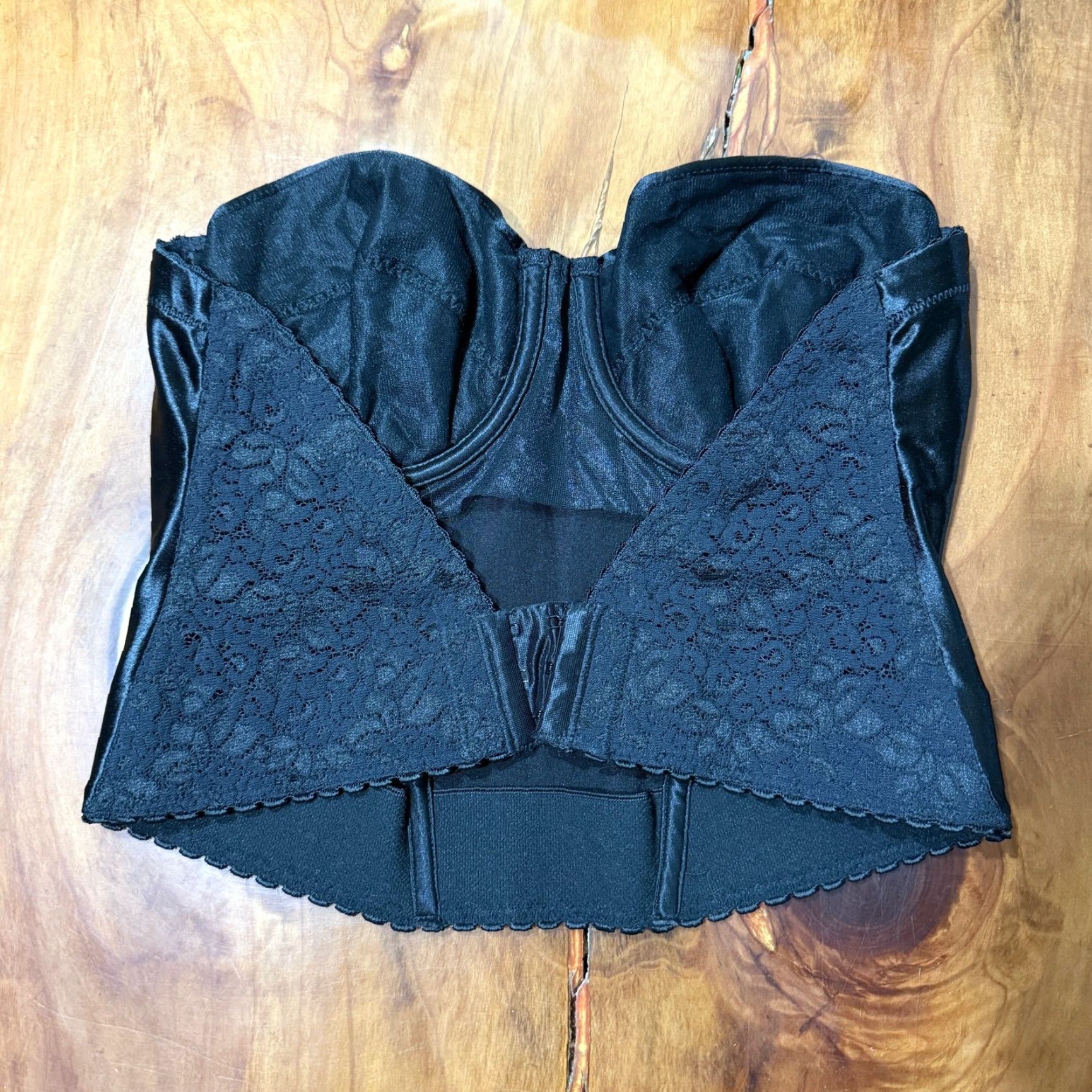 Vintage VINTAGE Maidenform Rendezvous Bustier Lingerie Top 38B Satin Black Nylon 1990s Womens Bra Size M / US 6-8 / IT 42-44 - 2 Thumbnail