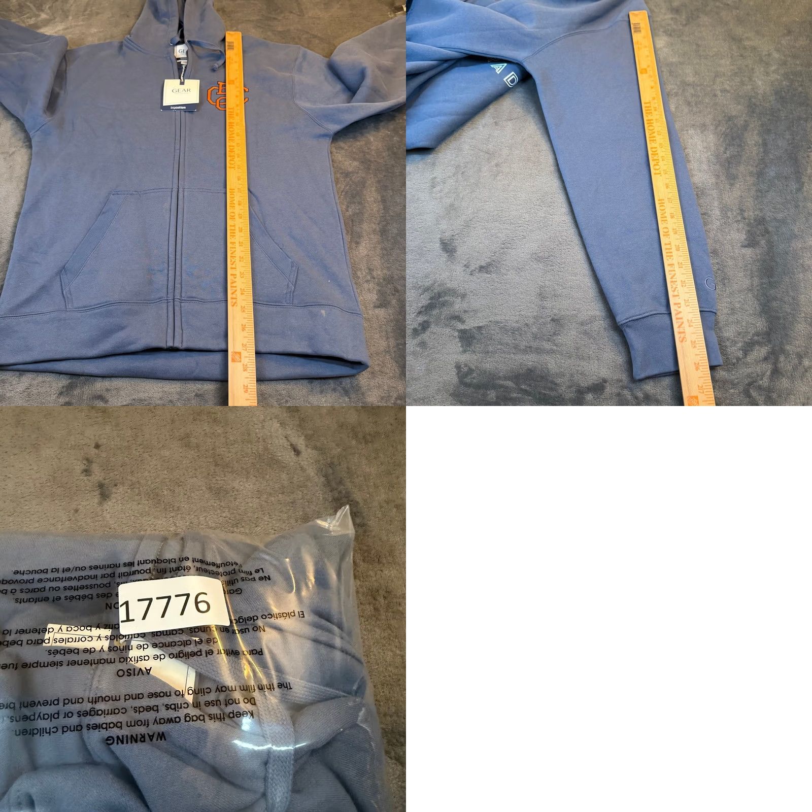 Vintage GEAR FOR SPORTS Full Zip Hoodie Mens Large Blue BC Logo Embroidered Pockets Fleece Lined Cotton Blend Sweatshirt Sweatshirt Size US L / EU 52-54 / 3 - 8 Thumbnail