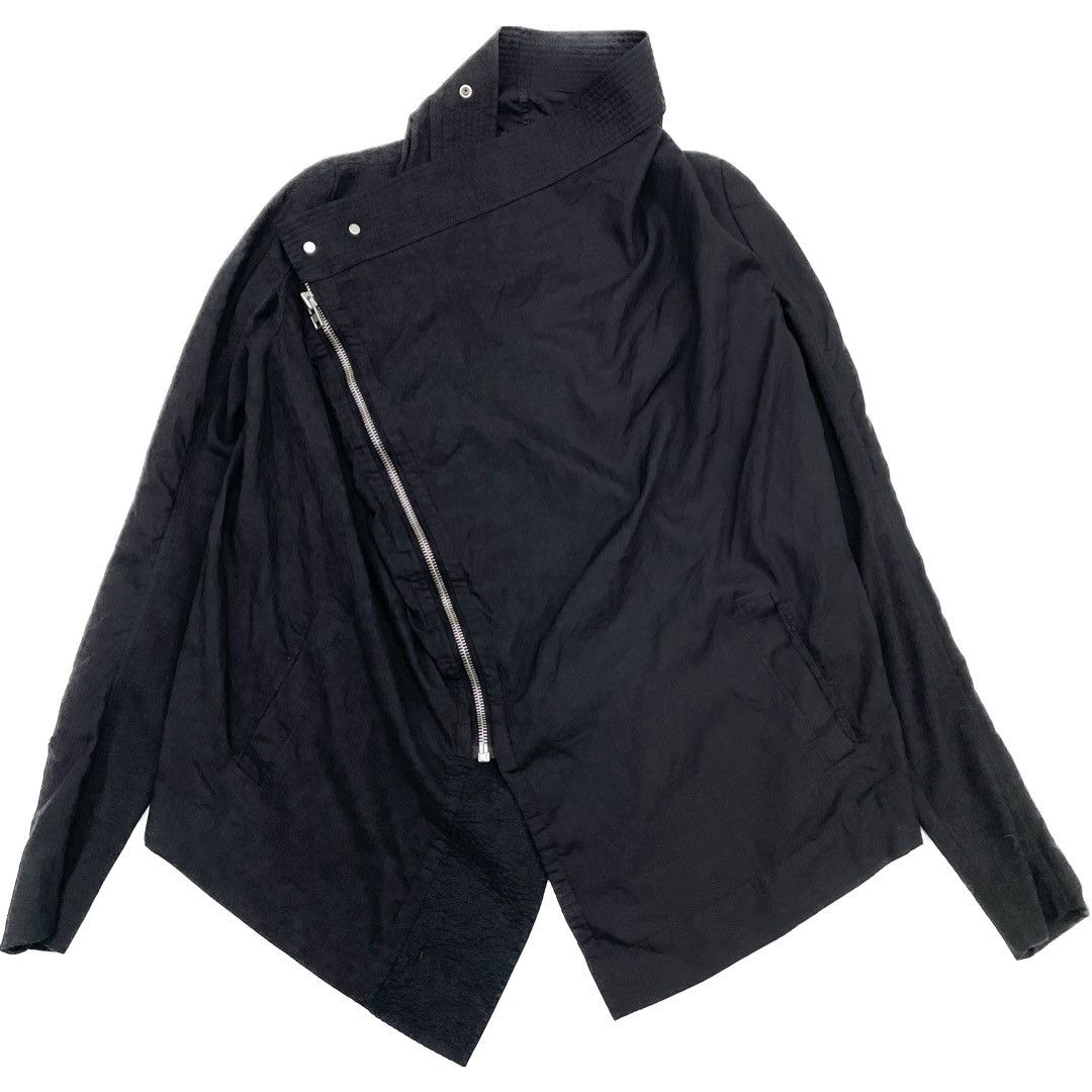 image of Archival Clothing x Avant Garde 2016 Ss Rick Owens Women’S Cowl Neck Asymmetrical Zip Jacket in Bla