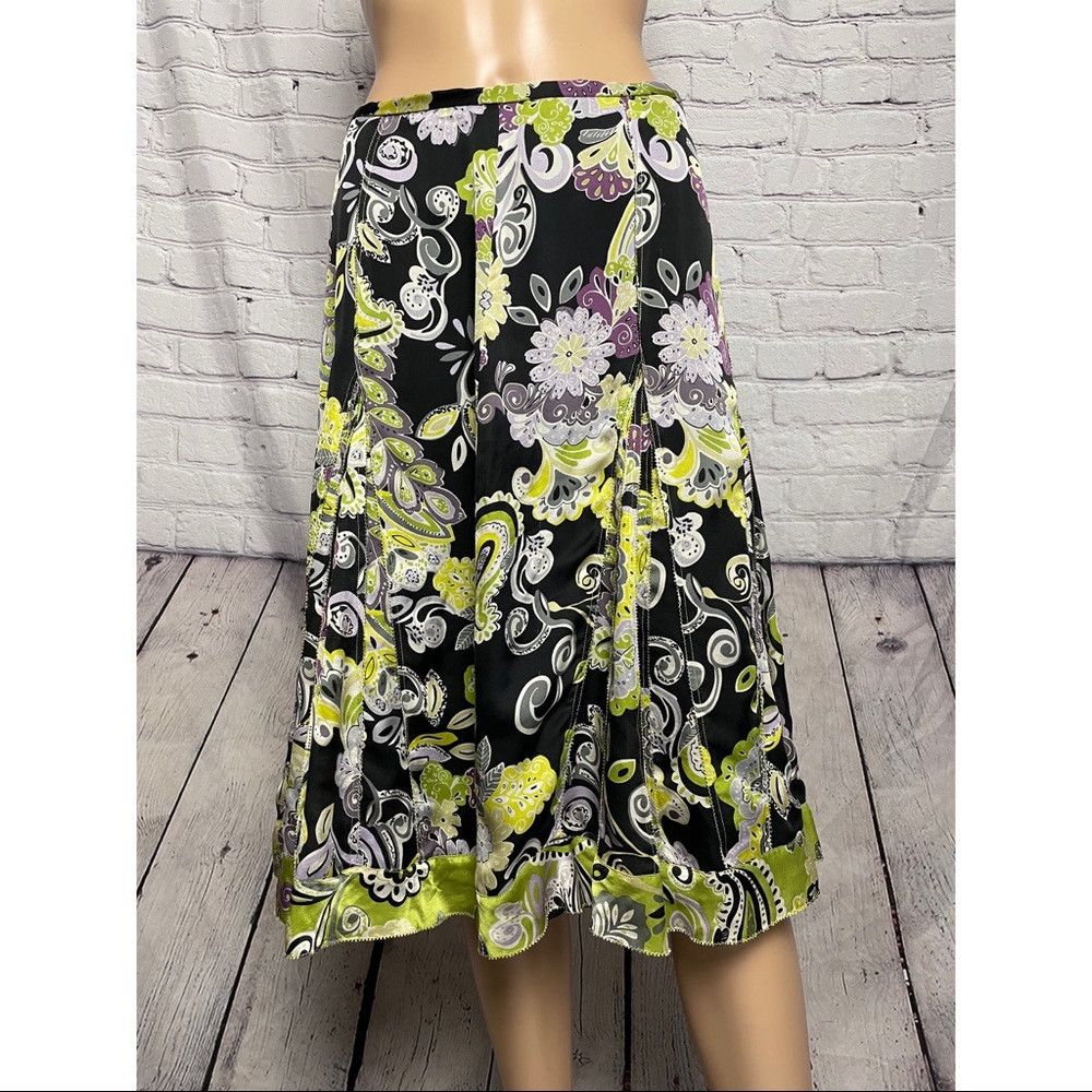 Other Sigrid Olsen Silk Paisley Floral Skirt Black Green Size 4 Size 27" / US 4 / IT 40 - 2 Thumbnail