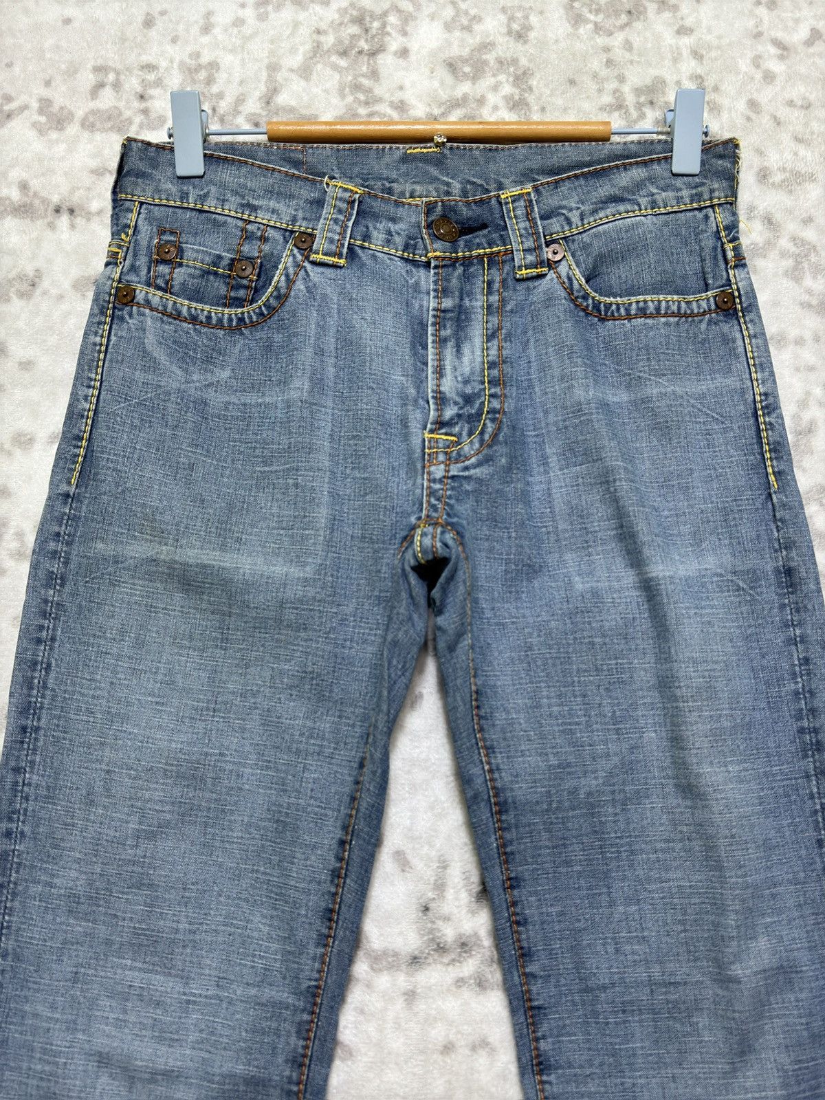 Evisu Evisu GENES Flare Jeans Red Stitches Logo Denim Y2K Archive Size 28" / US 6 / IT 42 - 3 Thumbnail