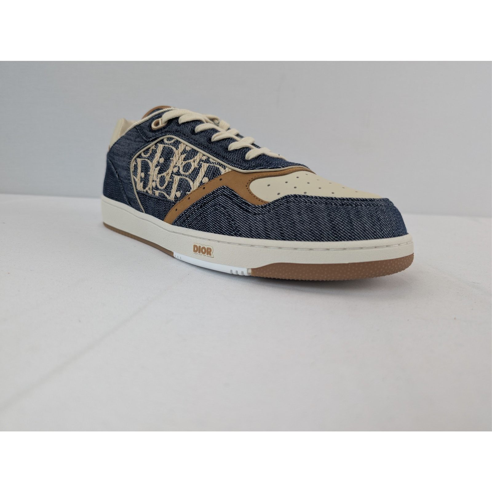 Dior o1rshd1 B27 Raffia Denim Uptown Low-Top Sneaker Blue/Brown Size US 13 / EU 46 - 2 Thumbnail