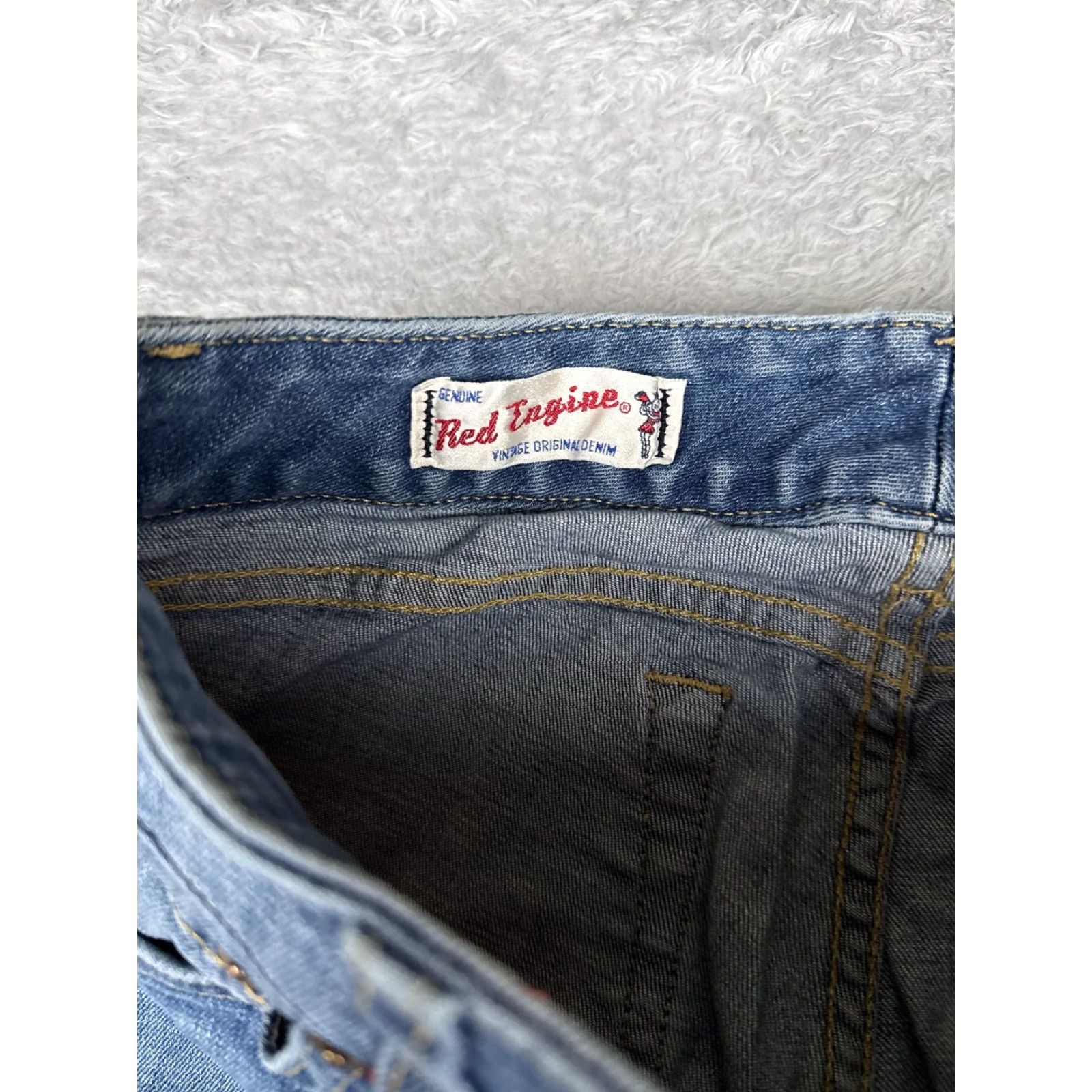 Vintage Red Engine Firebrand Jeans Womens 28 Blue Curvy Fit Bootcut Medium Wash 26x30 Jeans Size 28" / US 6 / IT 42 - 6 Thumbnail