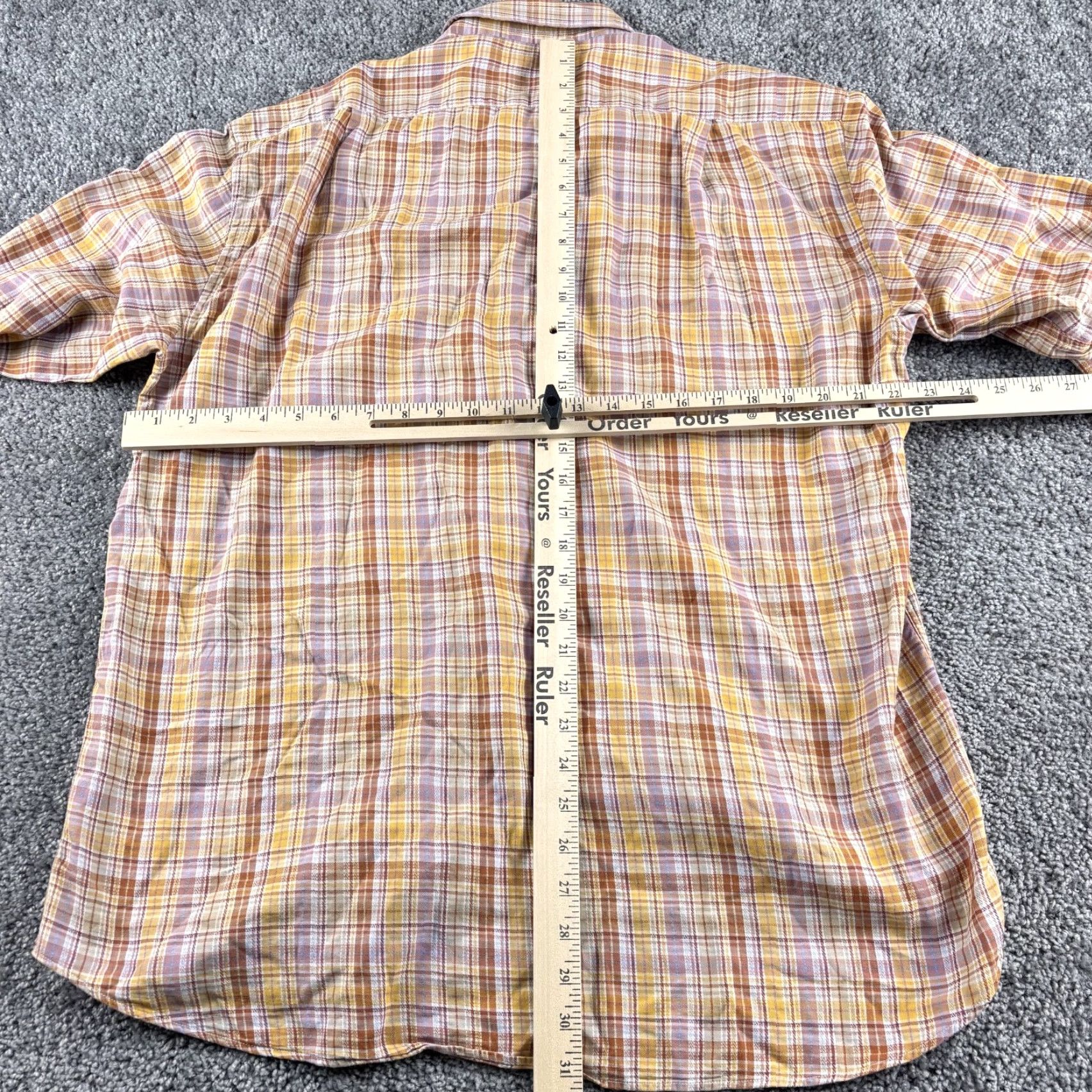 Canali Canali Shirt Men L Orange Plaid Button-Up Long Sleeve Casual Formal Work Button-Down Collar Mens Regular Twill Cotton Vintage No*READ Size US L / EU 52-54 / 3 - 7 Thumbnail