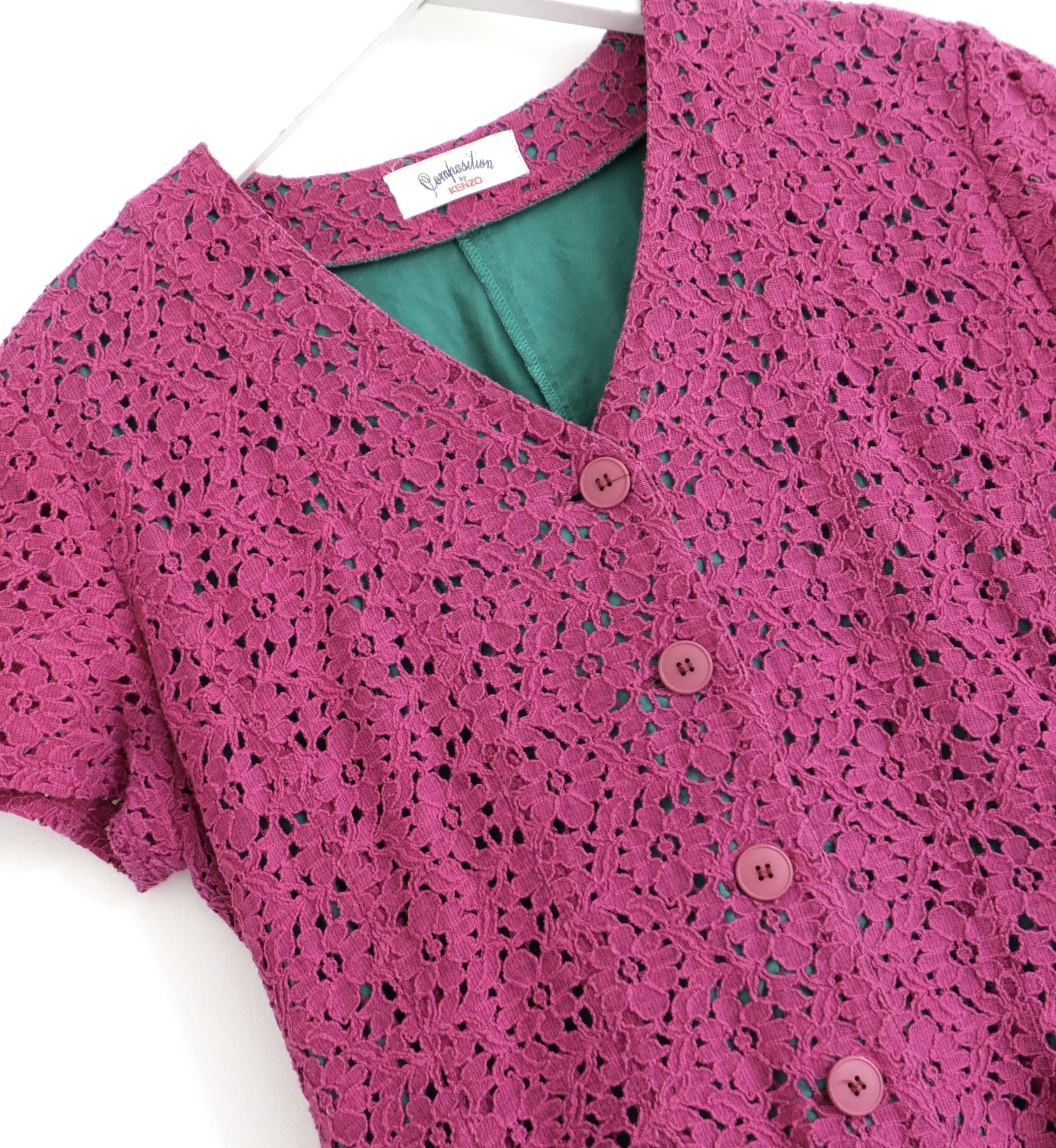 Composition by Kenzo Kenzo Composition 1980S Pink & Green Flared Mini Dress Size S / US 4 / IT 40 - 2 Thumbnail