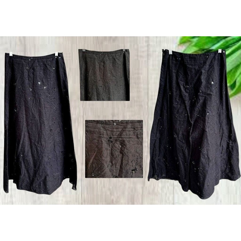 Liz Claiborne Vintage Liz Claiborne Black Sequined Maxi Skirt Size 6 Embro Size 28" / US 6 / IT 42 - 6 Thumbnail