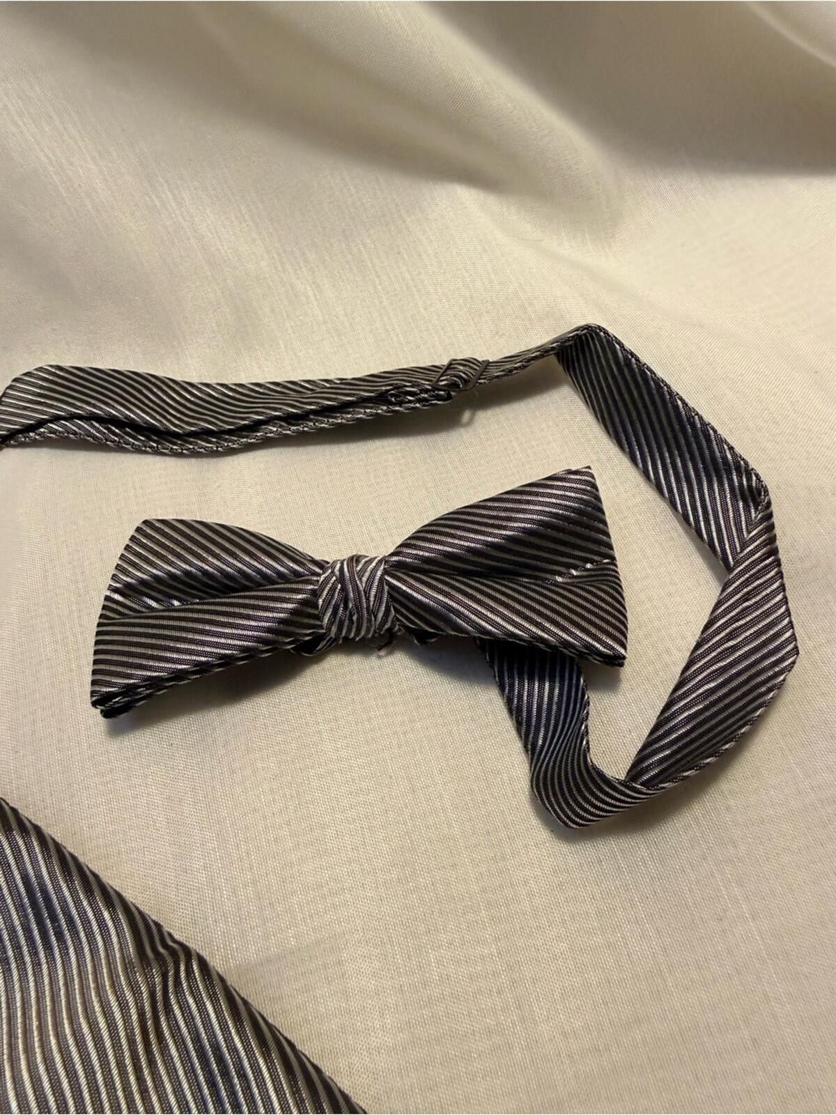 Other Men's Silver Striped Cummerbund and Bow Tie Set Size ONE SIZE - 5 Thumbnail