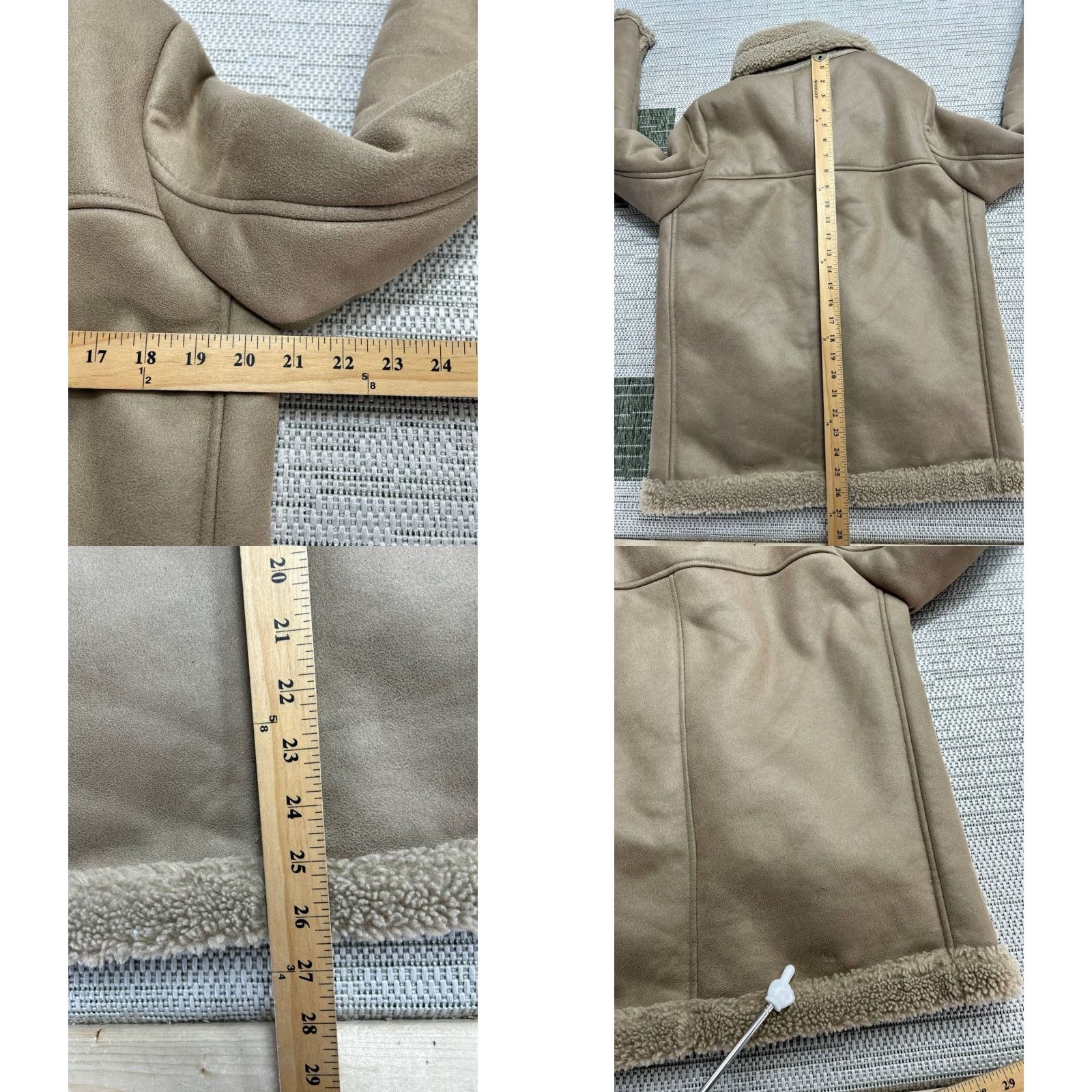 Zara Zara Biker Moto Jacket Women Small Beige Faux Leather Shearling Asymmetrical Zip Jacket Size S / US 4 / IT 40 - 8 Thumbnail