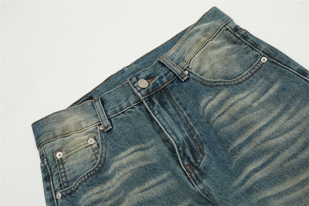 Jean American men's simple distressed straight washed jeans Size US 32 / EU 48 - 3 Thumbnail