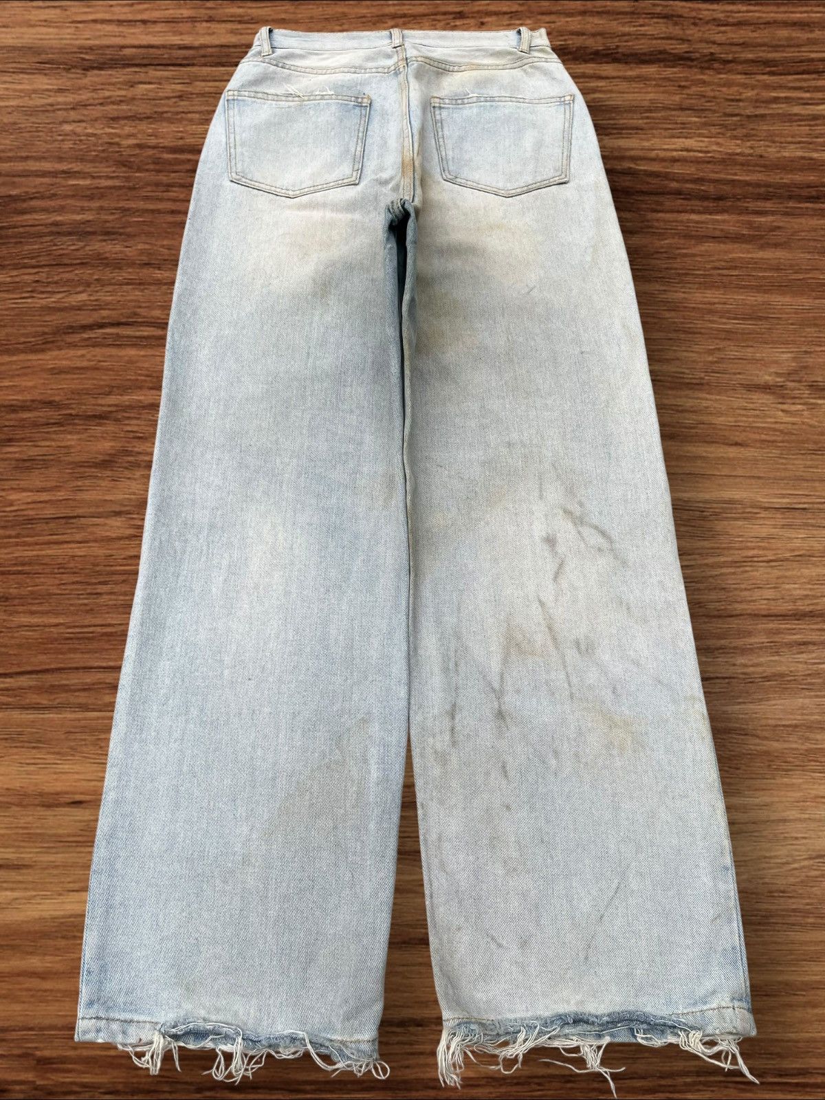Zara Vintage Light Blue Dirty Washed Frayed Straight Leg Jeans Size 26" / US 2 / IT 38 - 2 Thumbnail