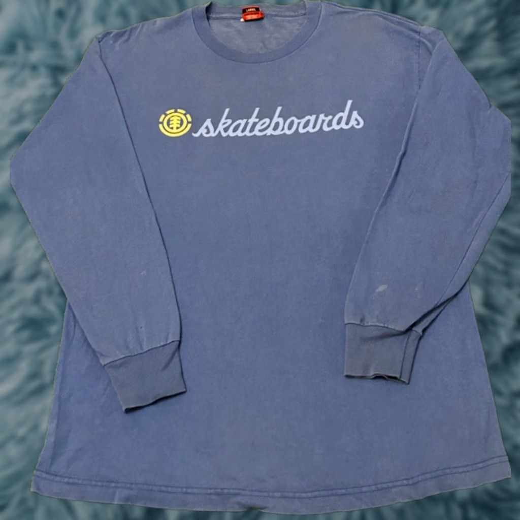 Element VINTAGE Element Skateboards Logo VTG Longsleeve Shirt Mens L USA 90s Grunge Skater BAM Blue Reddit Size US L / EU 52-54 / 3 - 1 Thumbnail