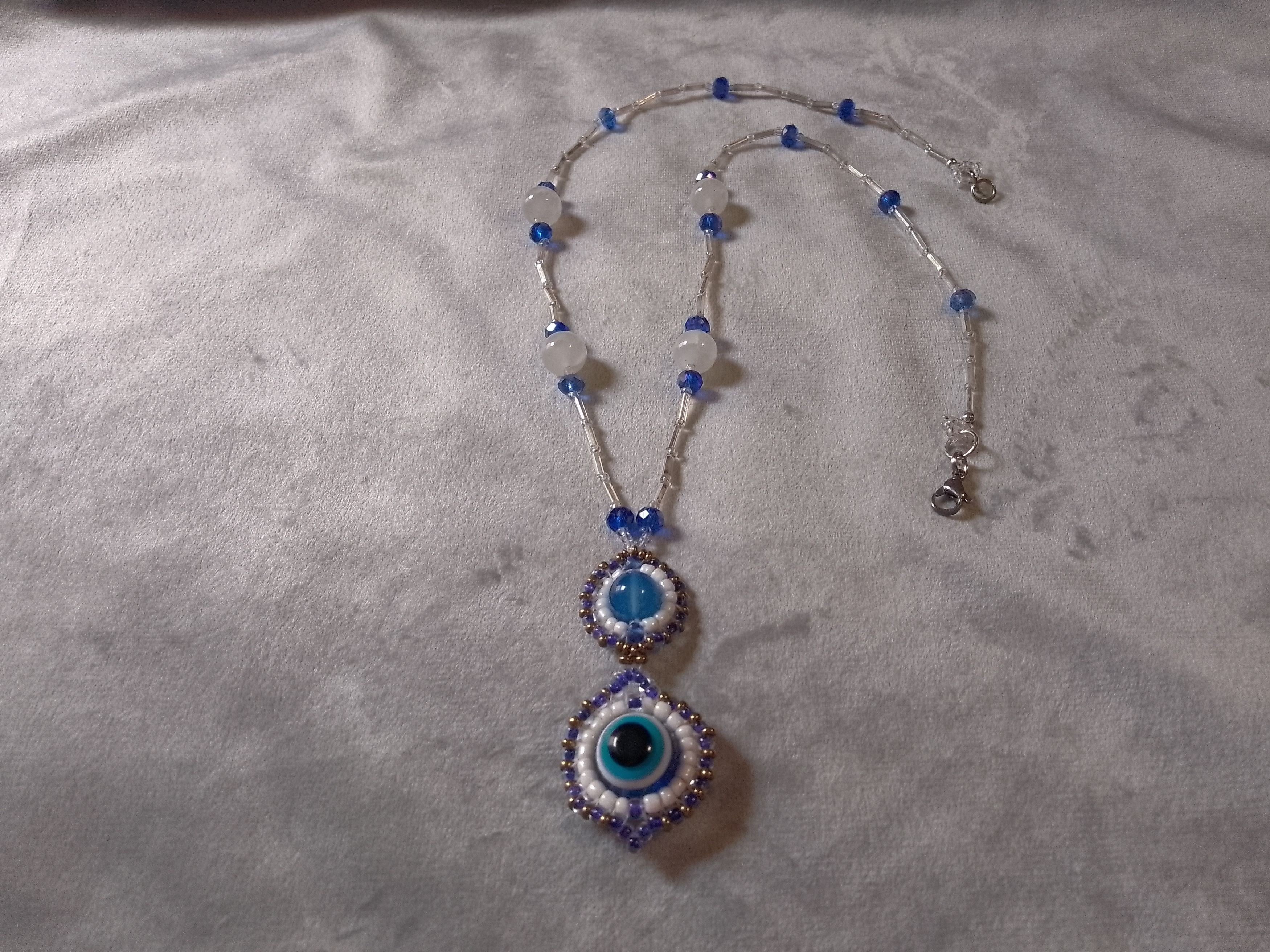 Handmade Talisman Necklaces eye of Nazar pendant Agate gemstones Size ONE SIZE - 7 Thumbnail